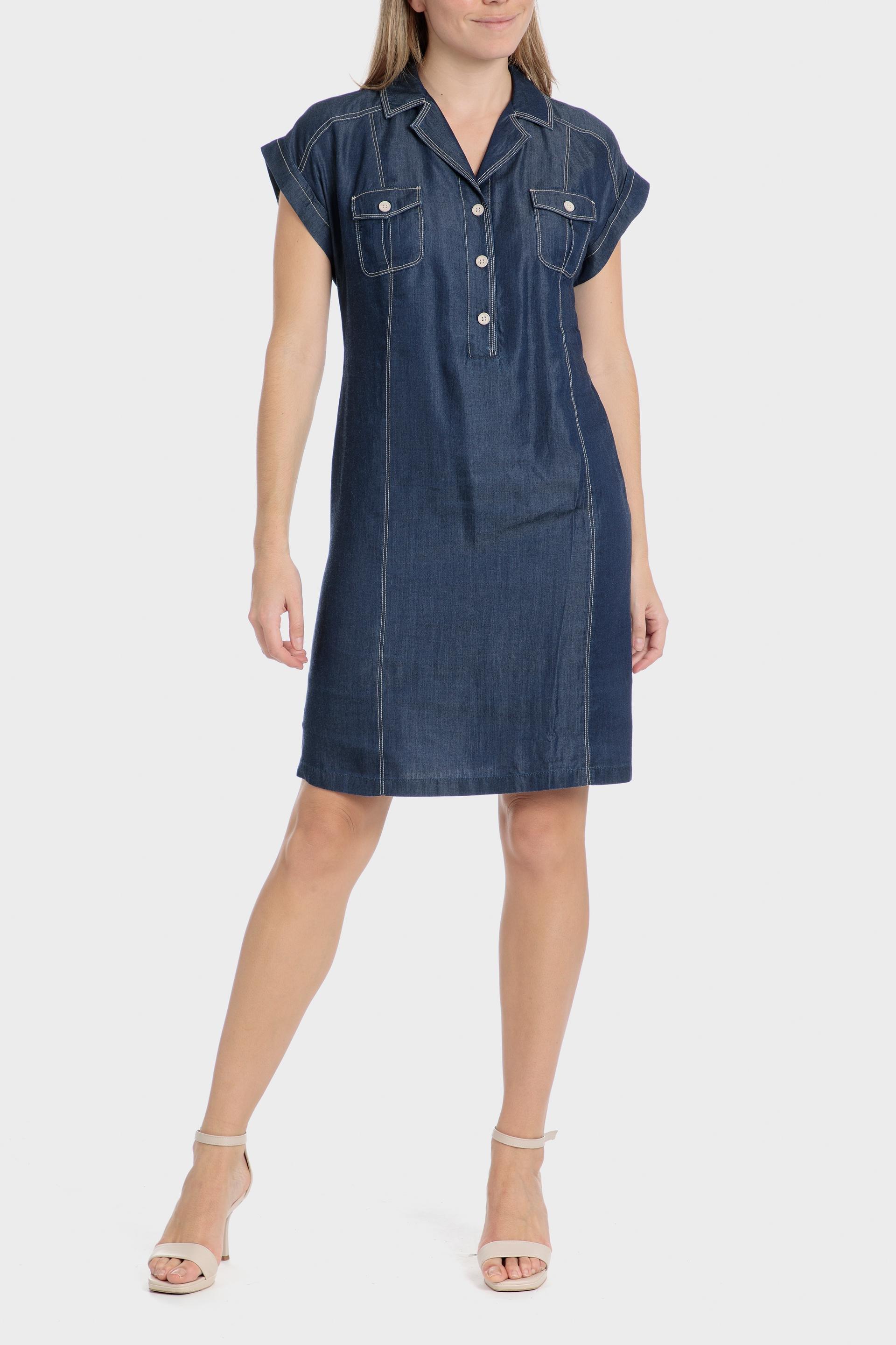 Lyocell Plain Shirt Dress, , large image number 0