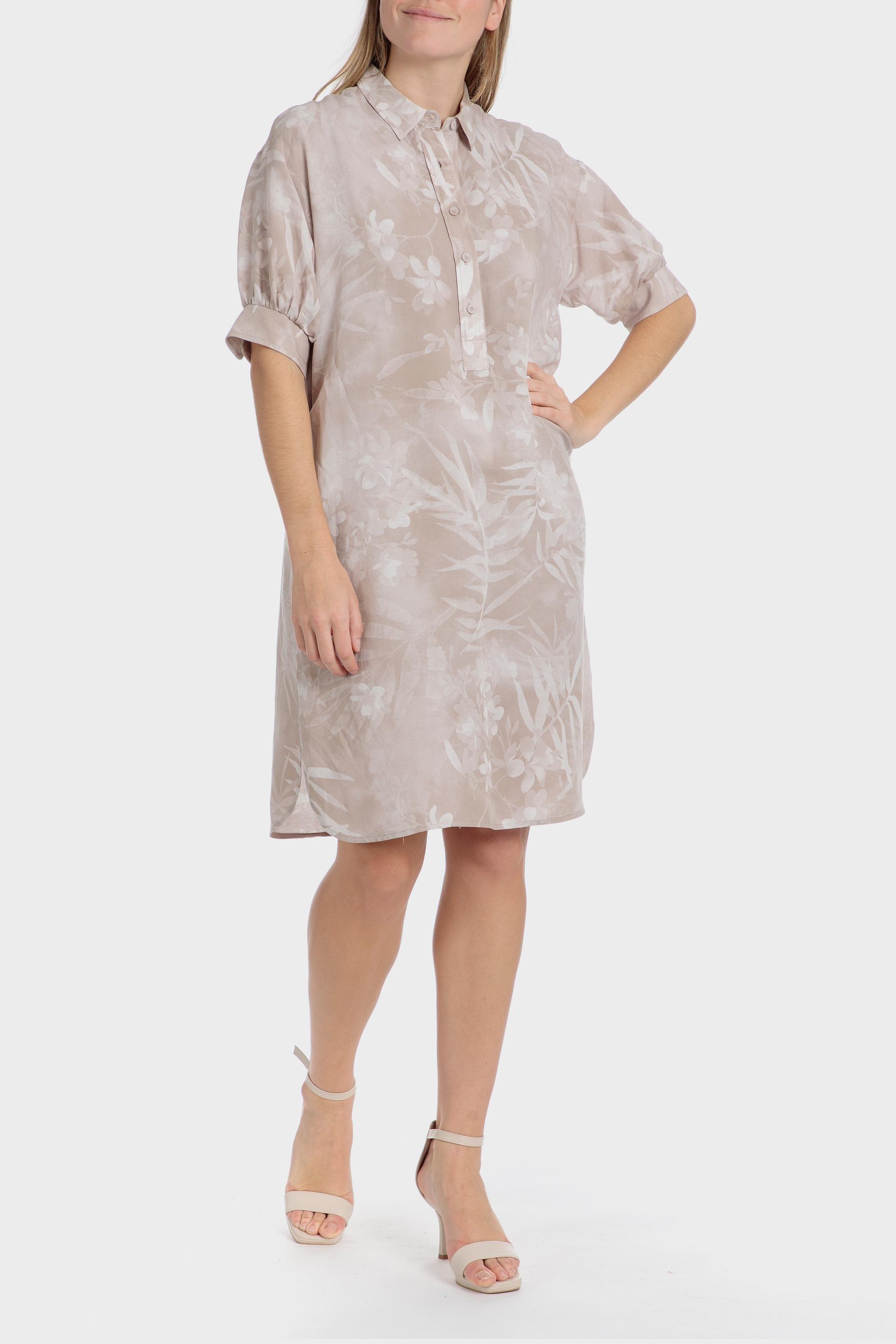 Floral Shirt Dress Midi, Beige Sand, medium
