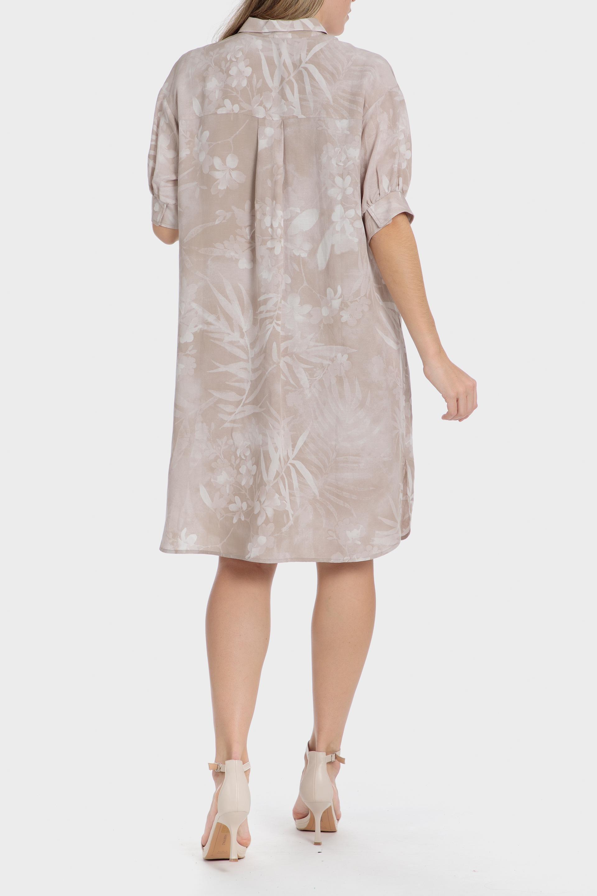 Floral Shirt Dress Midi, Beige Sand, medium