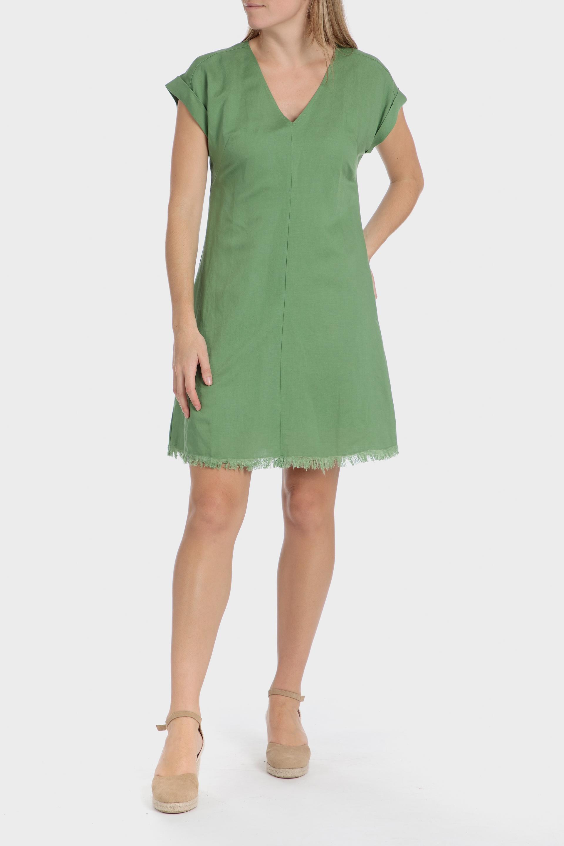 Green Plain Shift Mini Dress, , large image number 0