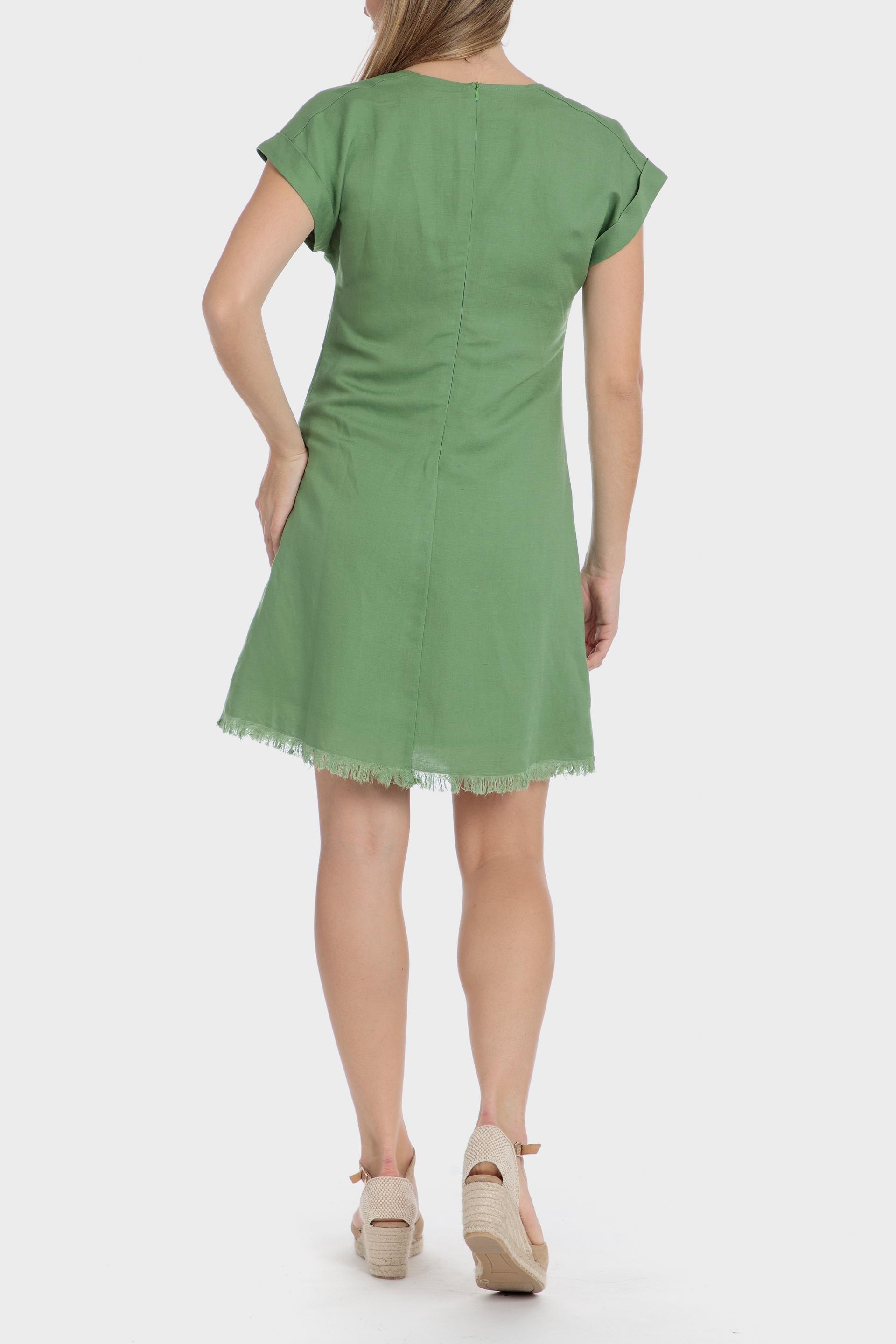 Green Plain Shift Mini Dress, , large image number 1