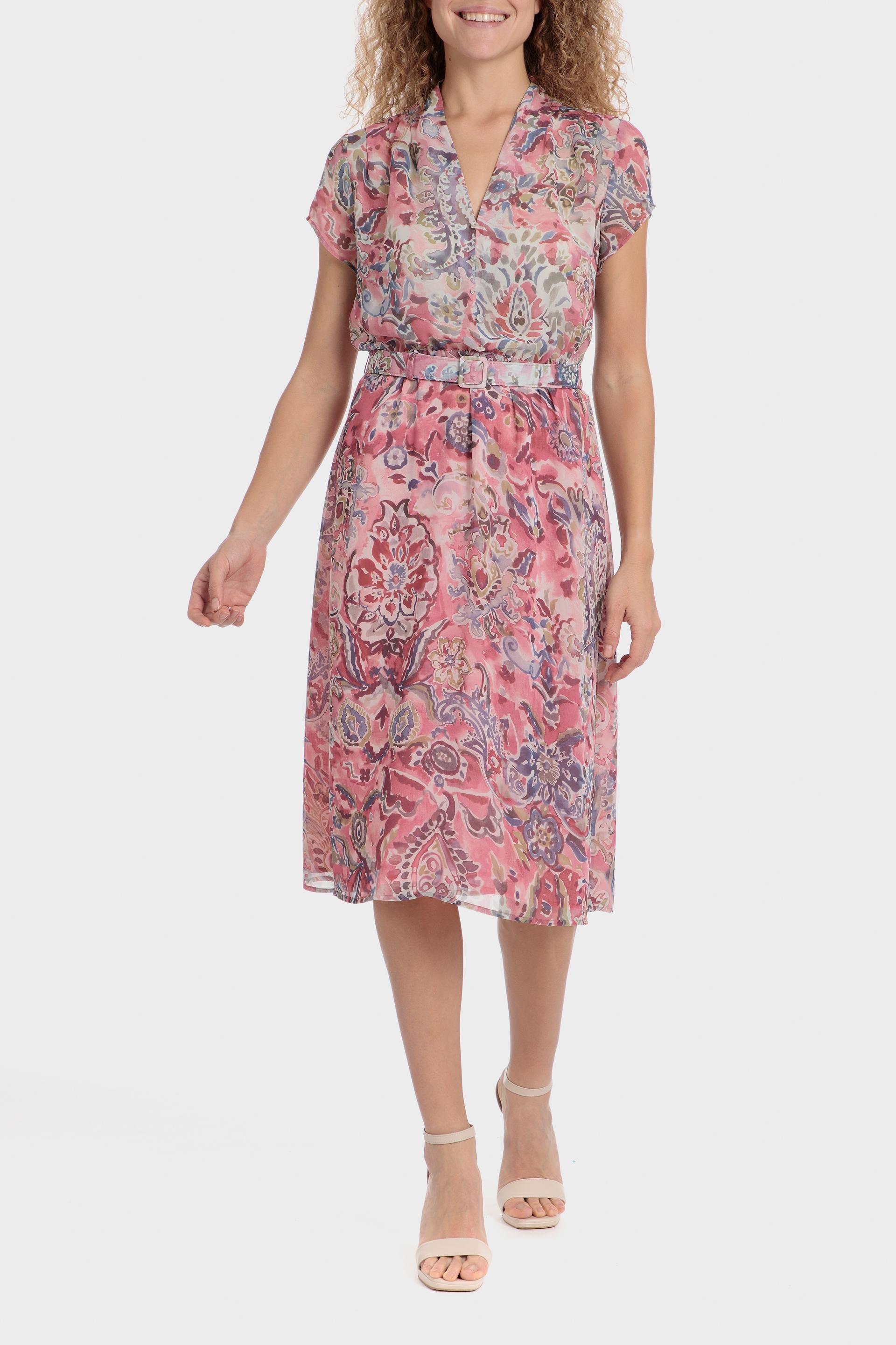 Pink Paisley Sheath Midi, , large image number 0