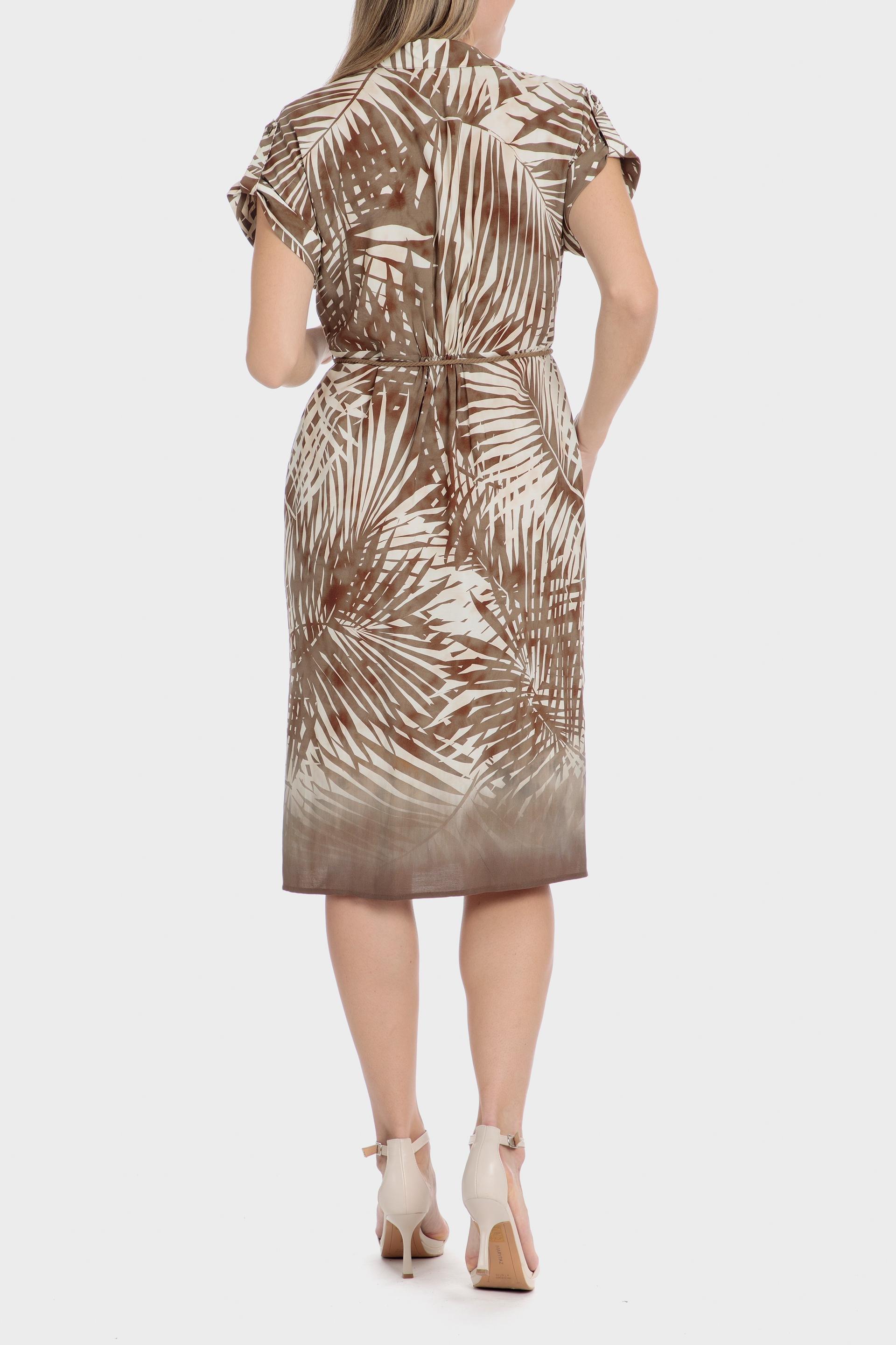 Beige Tropical Print Dress, 3701_366, large image number 2