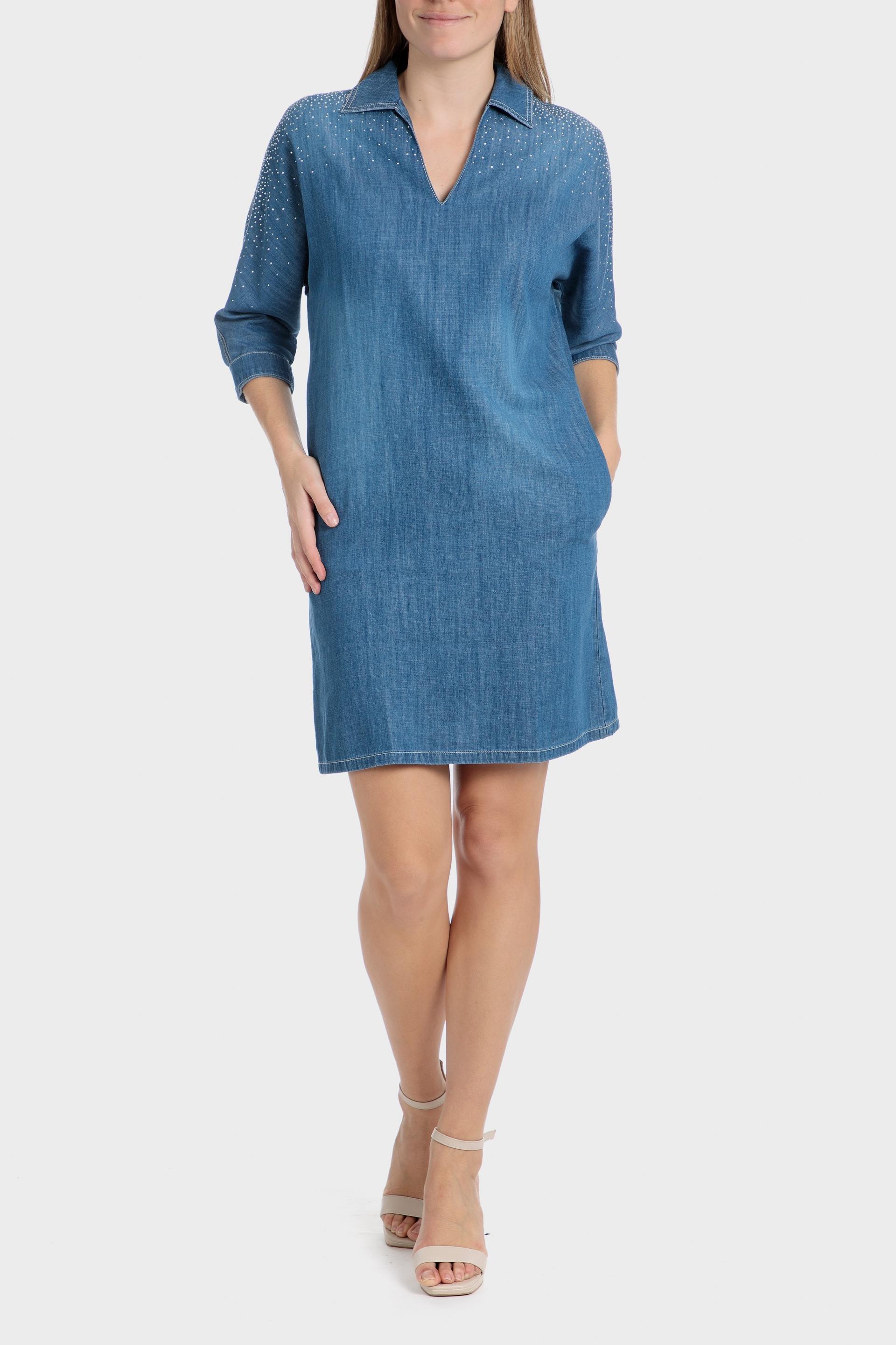 Blue Textured Shirt Dress, , large image number 2