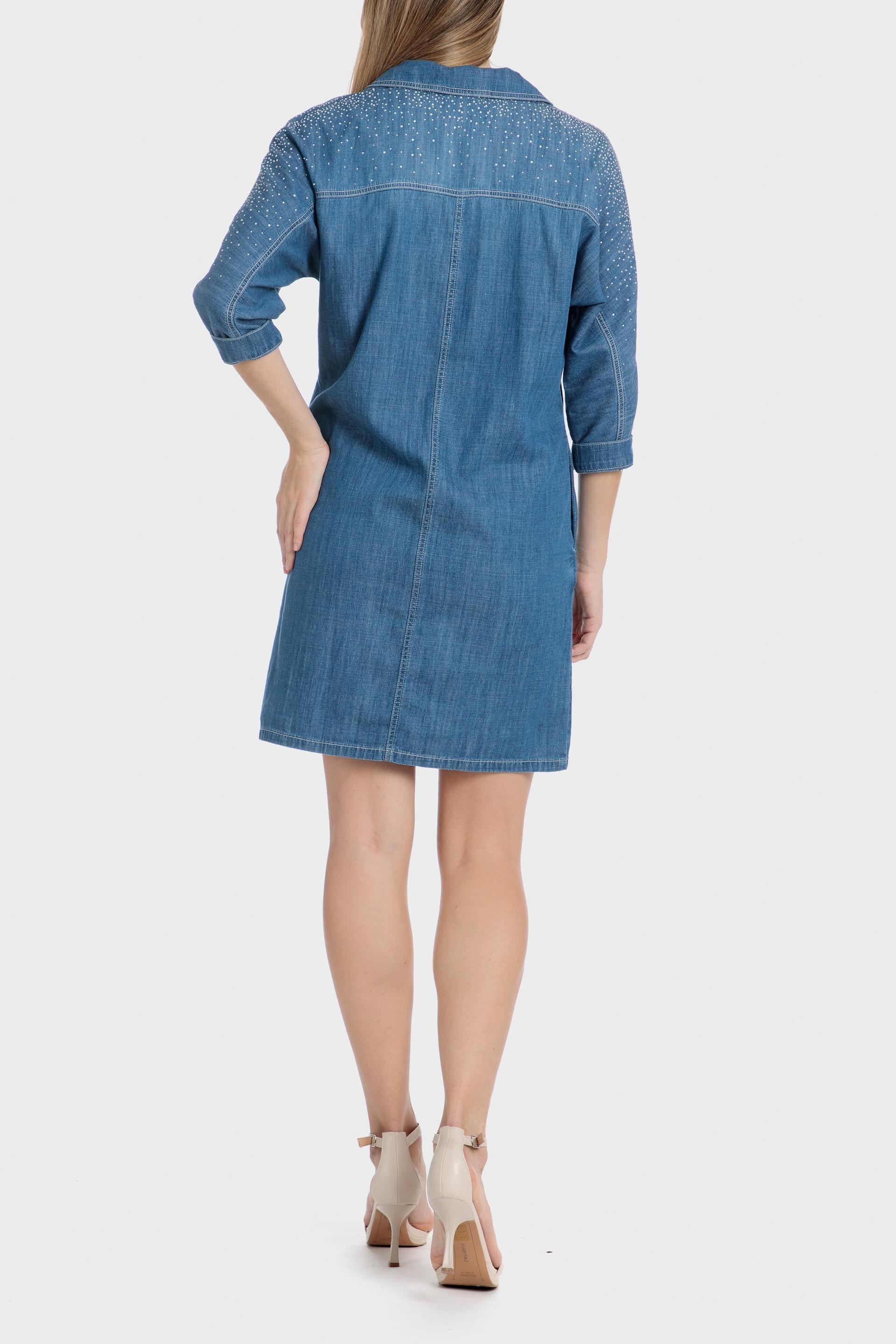 Blue Textured Shirt Dress, , large image number 3