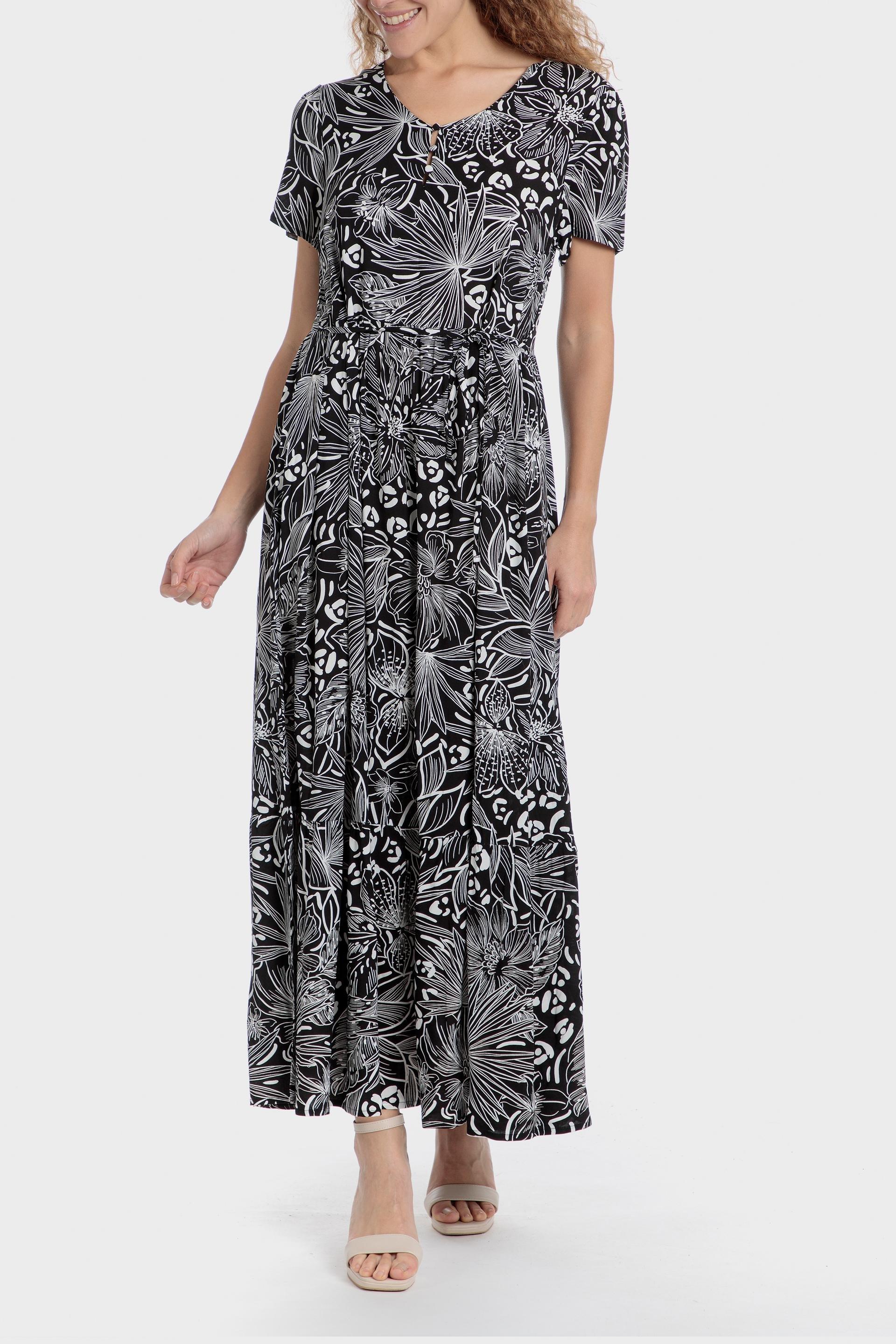 Blue Long Printed Dress, , medium