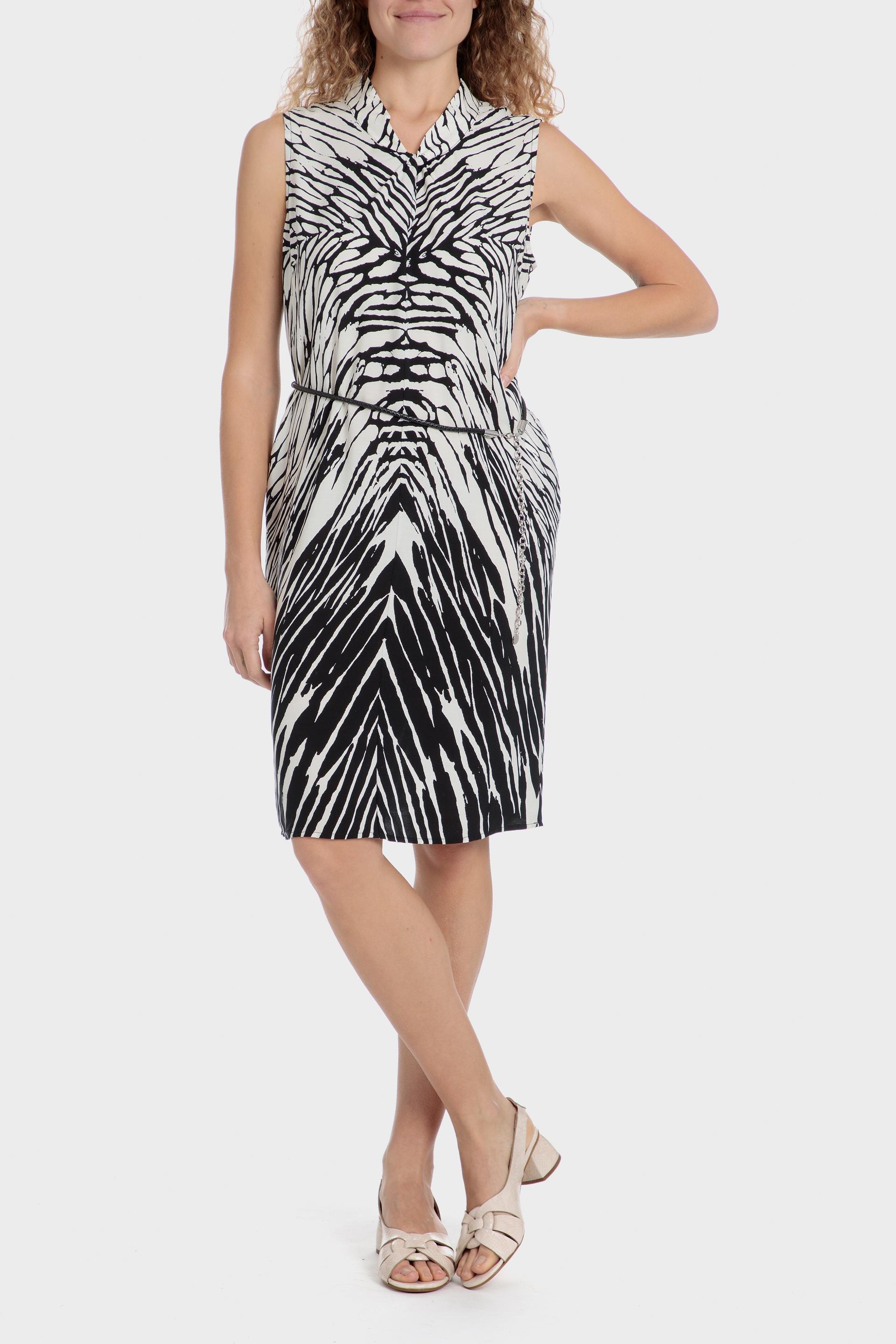 Black Animal Print Midi Dress, , large image number 1