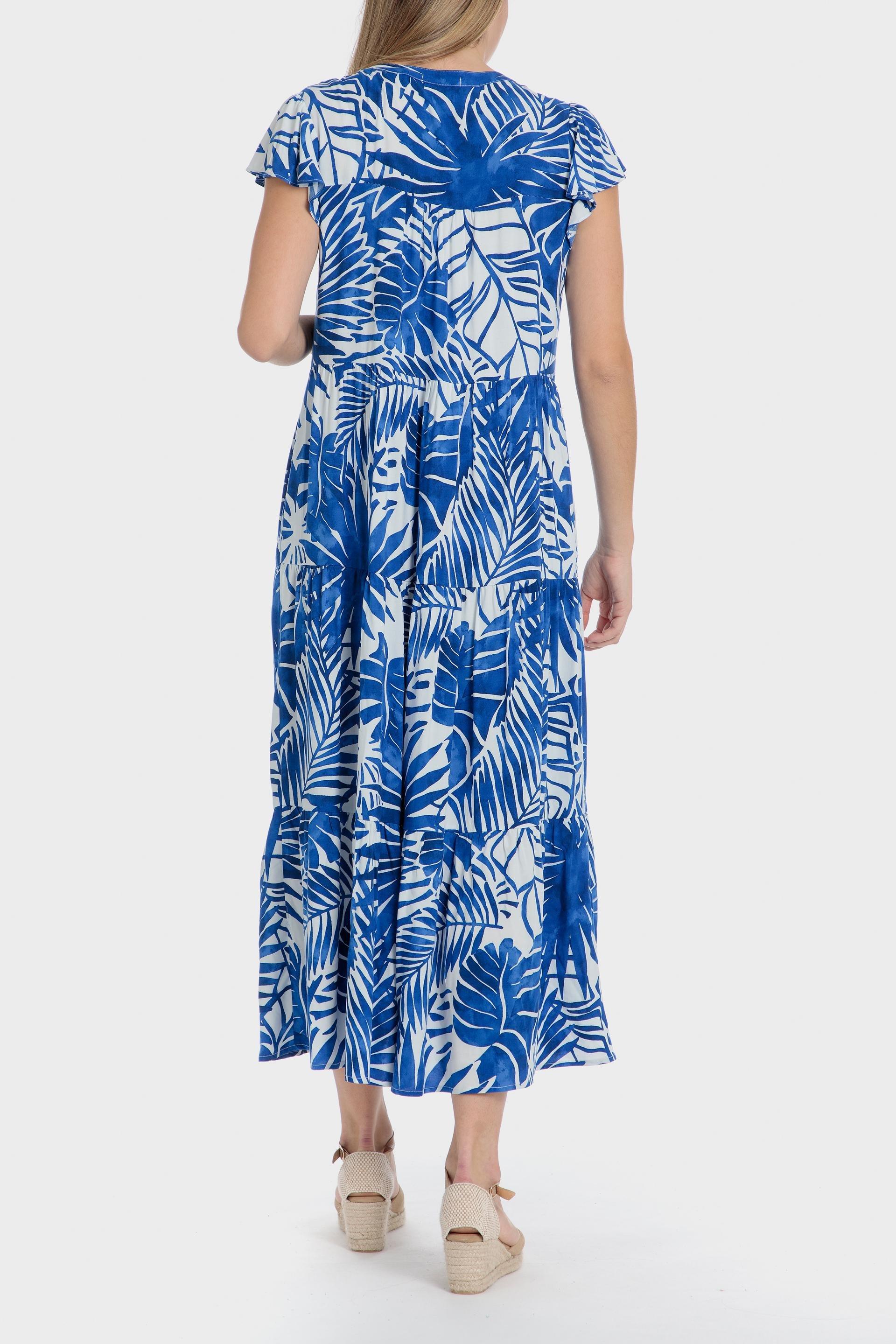 Blue Long Printed Dress, , large image number 1