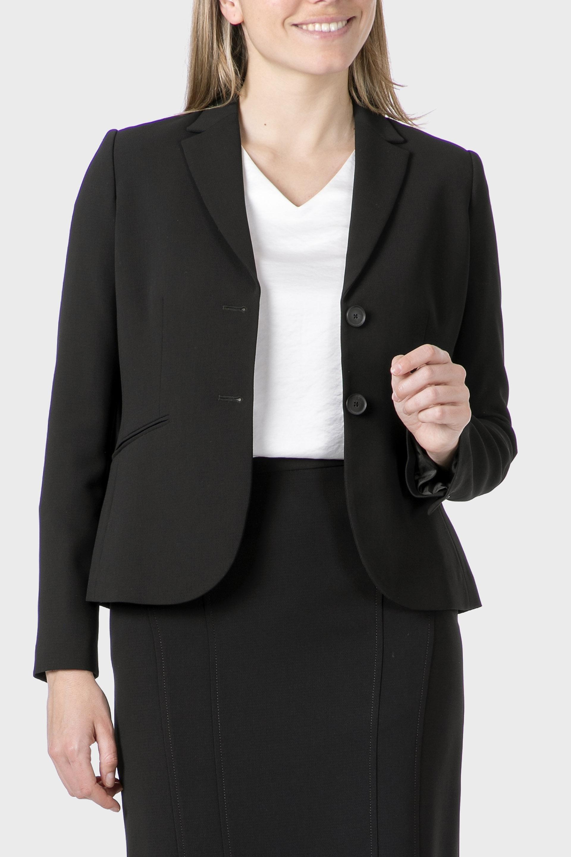 Black Crepe Blazer, Black, large image number 0