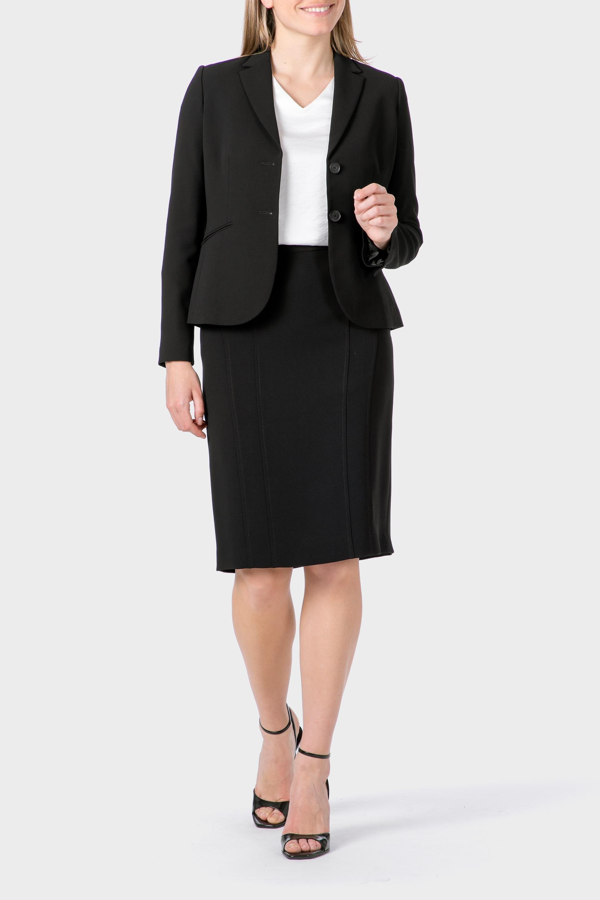 Black Crepe Blazer, Black, large image number 1