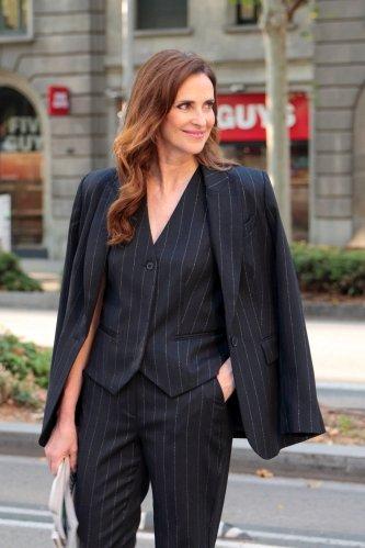 Black Pinstripe Blazer, Blue Cosmos, medium