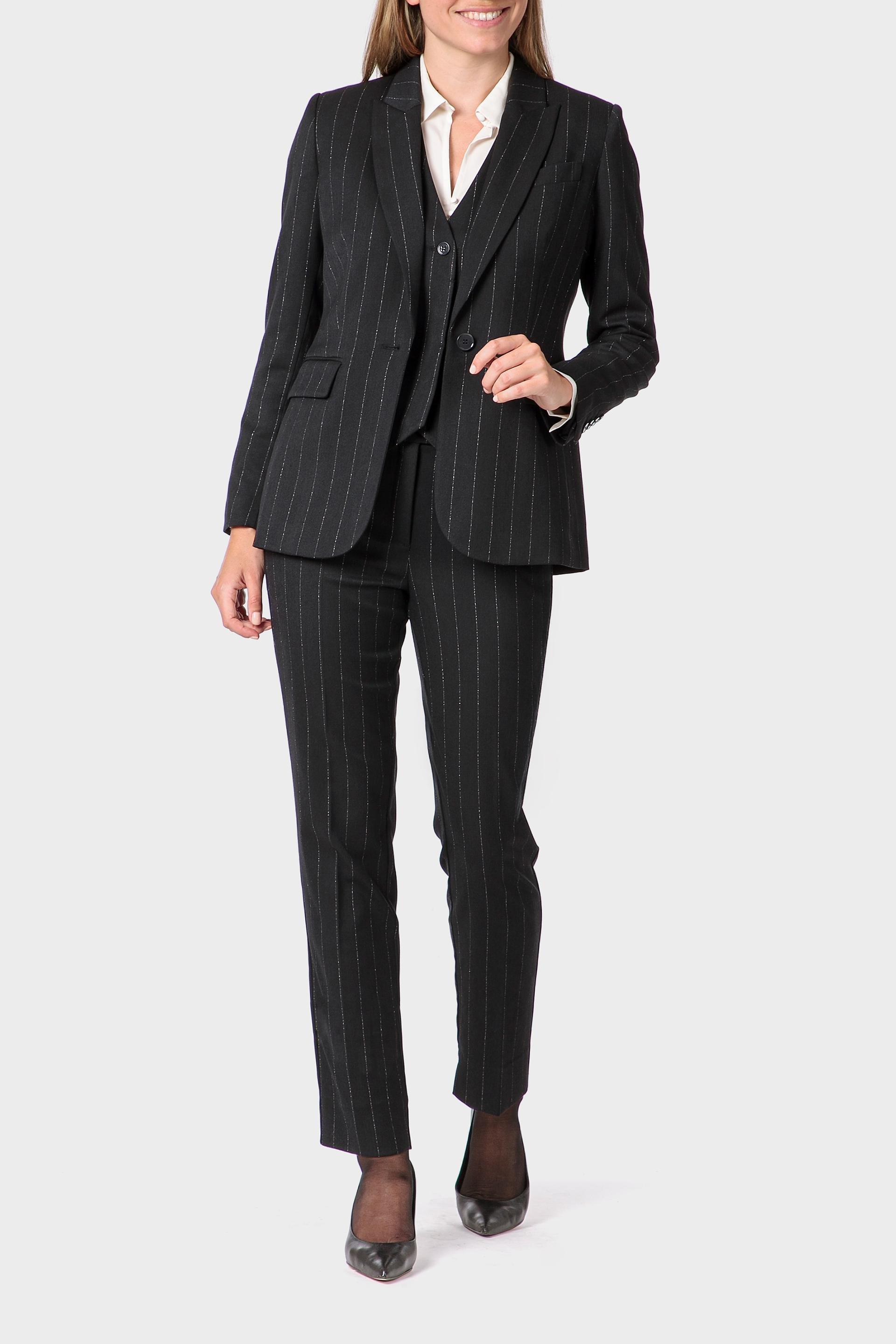 Black Pinstripe Blazer, Blue Cosmos, large image number 2