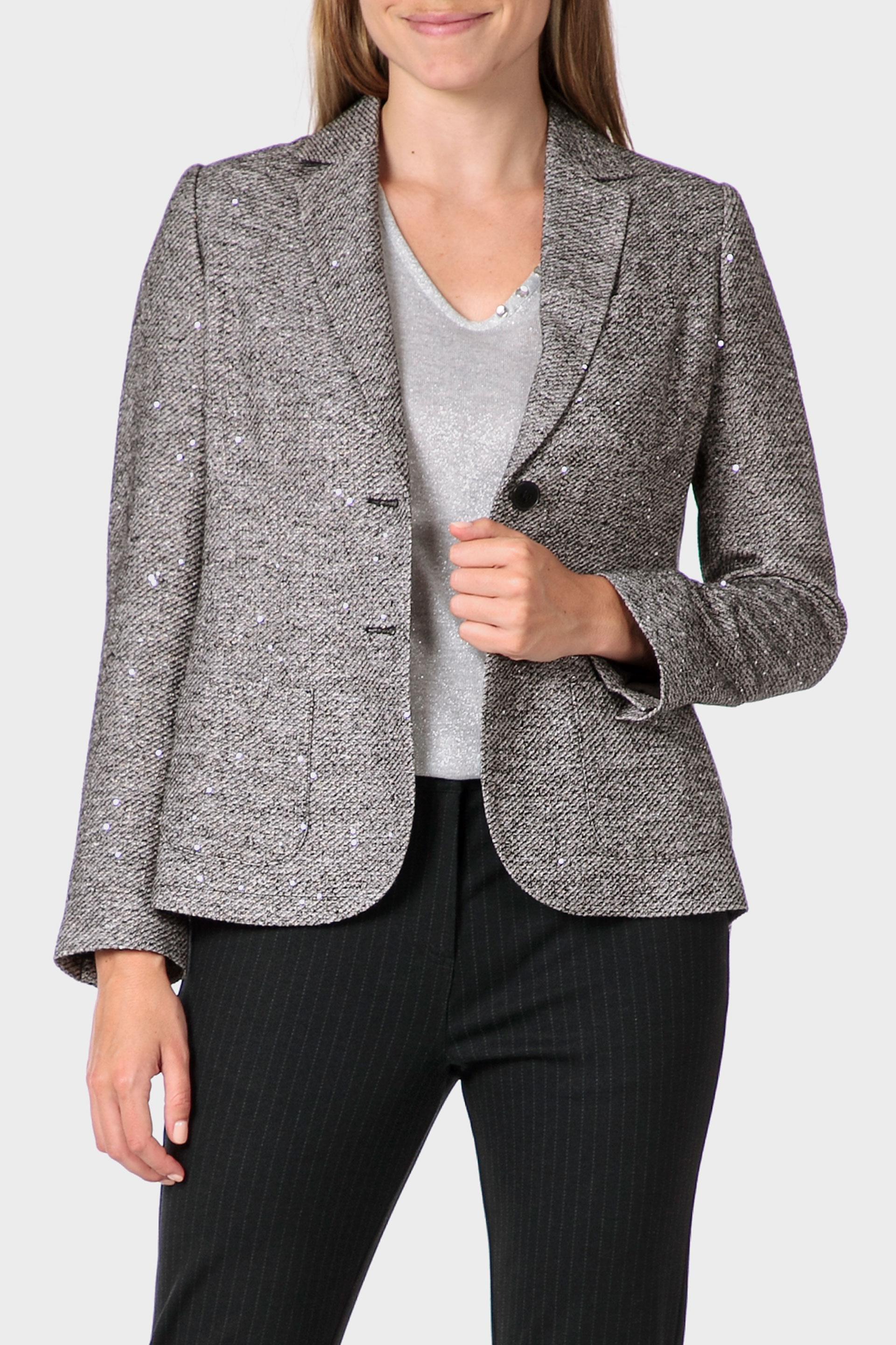 Grey Sequins Blazer, Black, medium