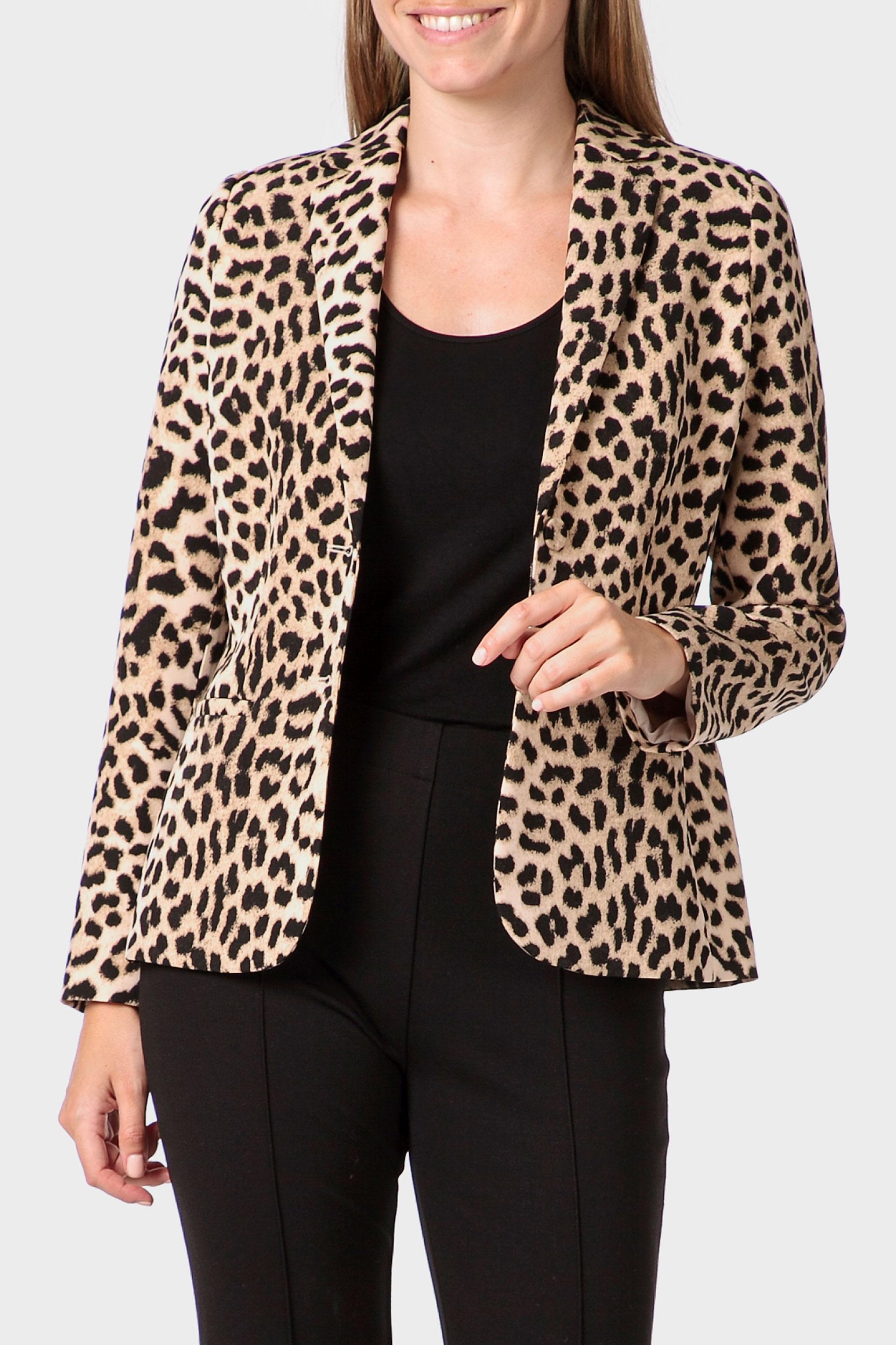 Animal print blazer, Beige, medium