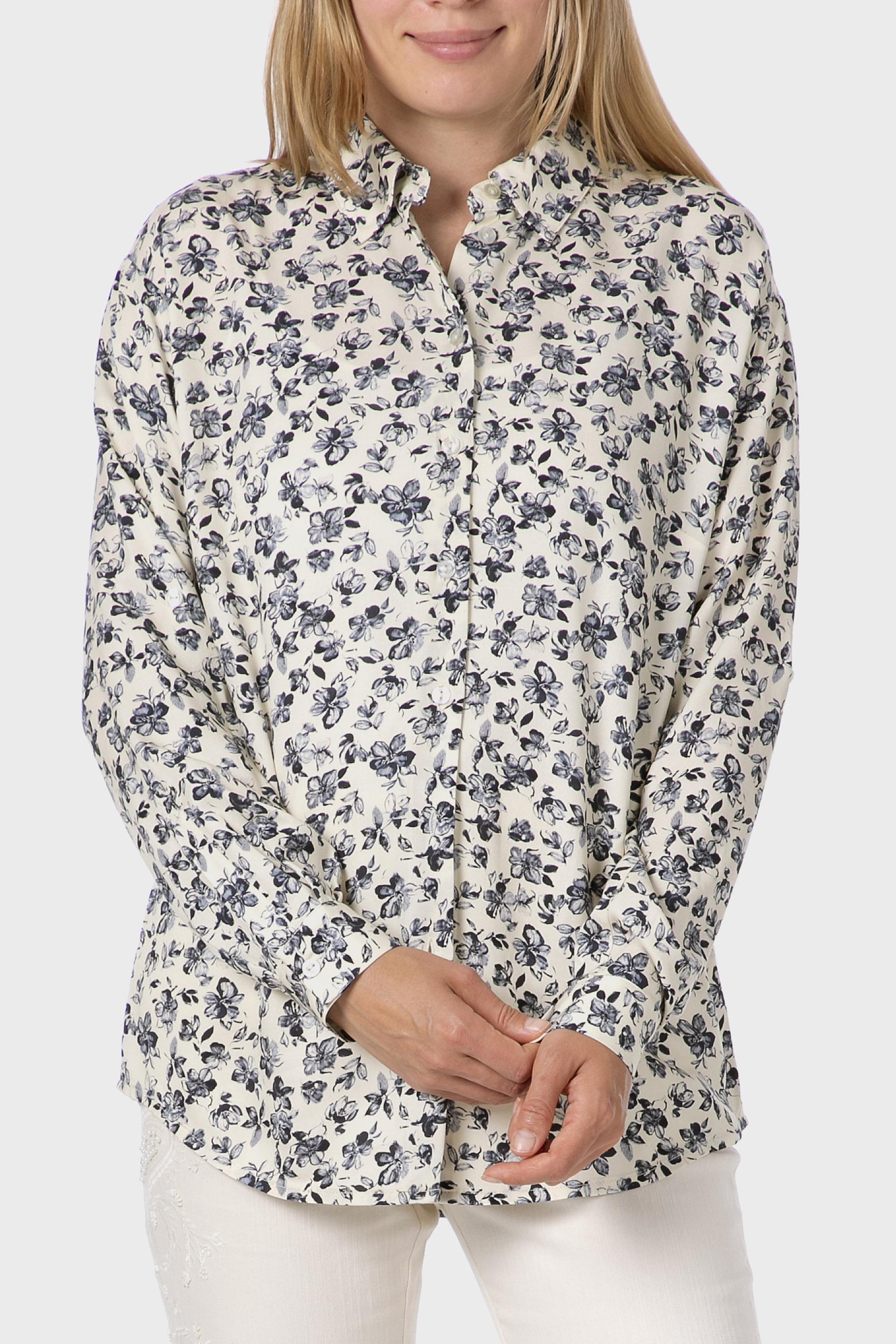 White Floral Print Shirt, 3701_320, medium
