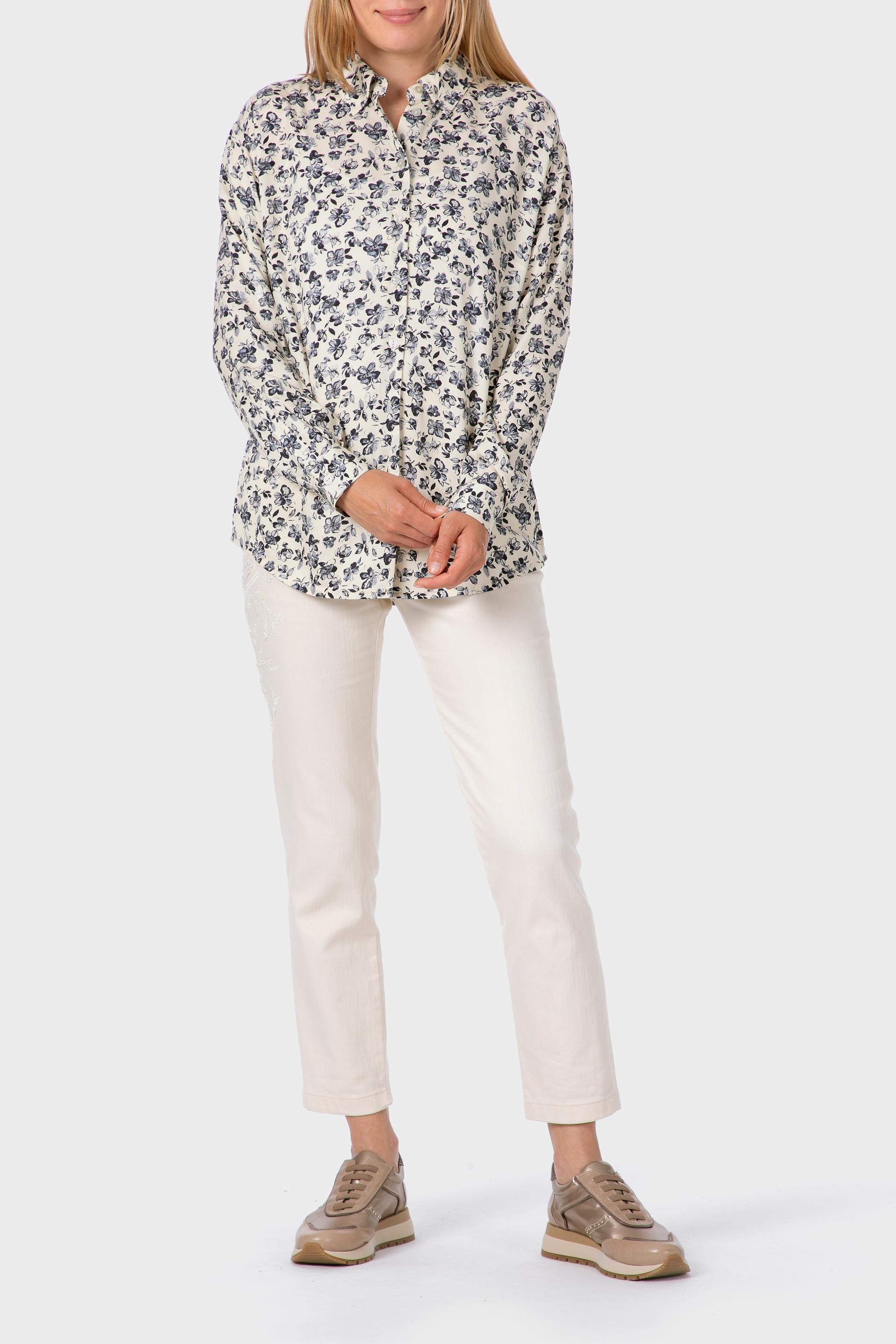 White Floral Print Shirt, , large image number 1