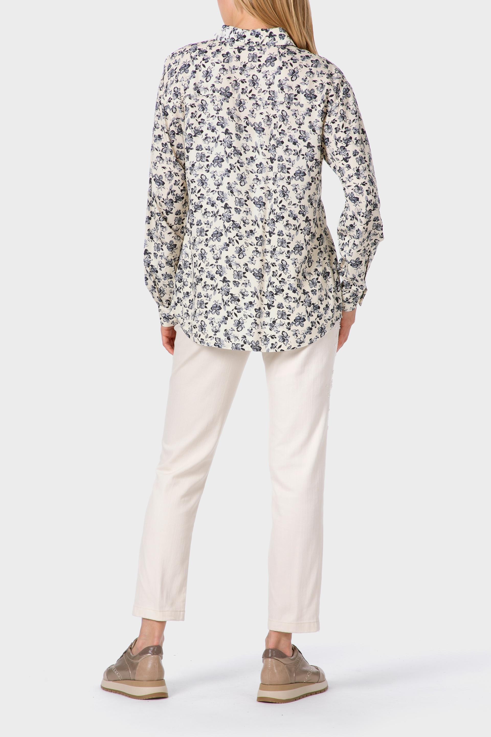 White Floral Print Shirt, 3701_320, large image number 3
