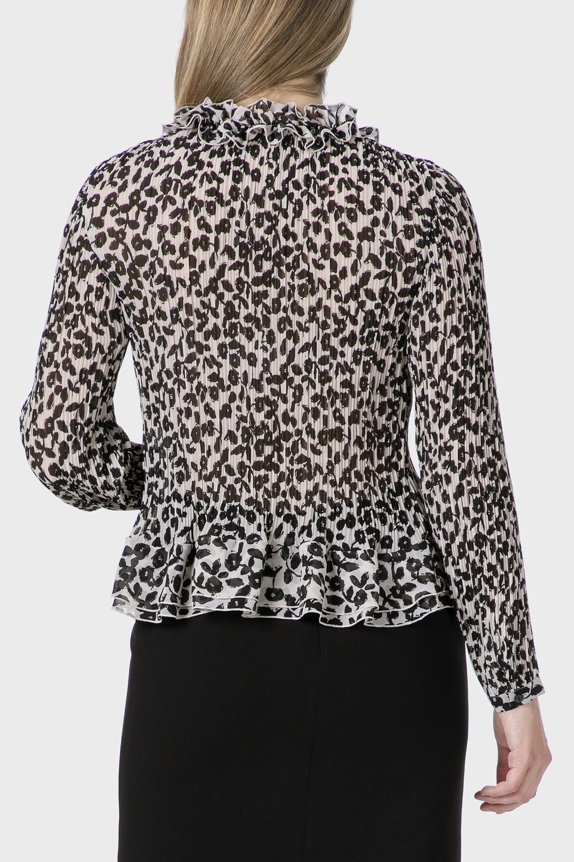 Black Printed Pleated Shirt, Black, medium