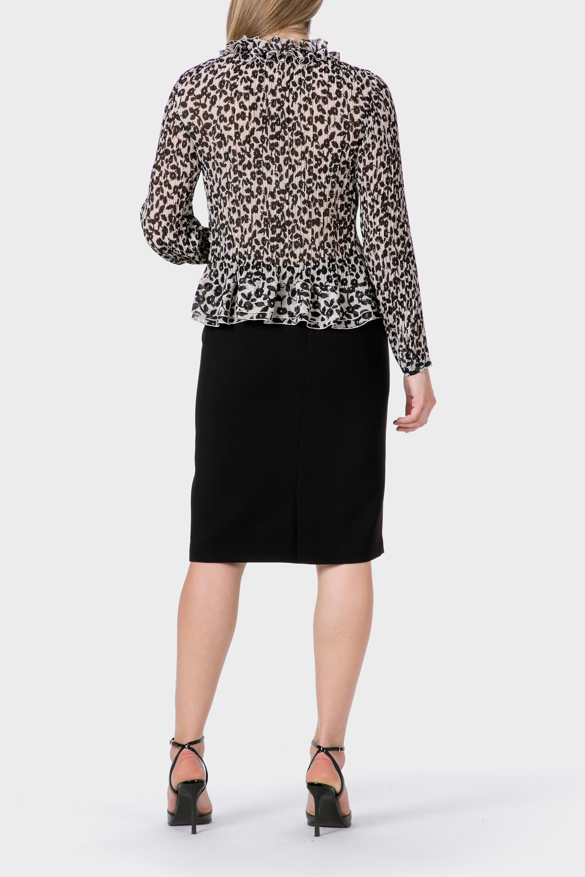 Black Printed Pleated Shirt, Black, large image number 3