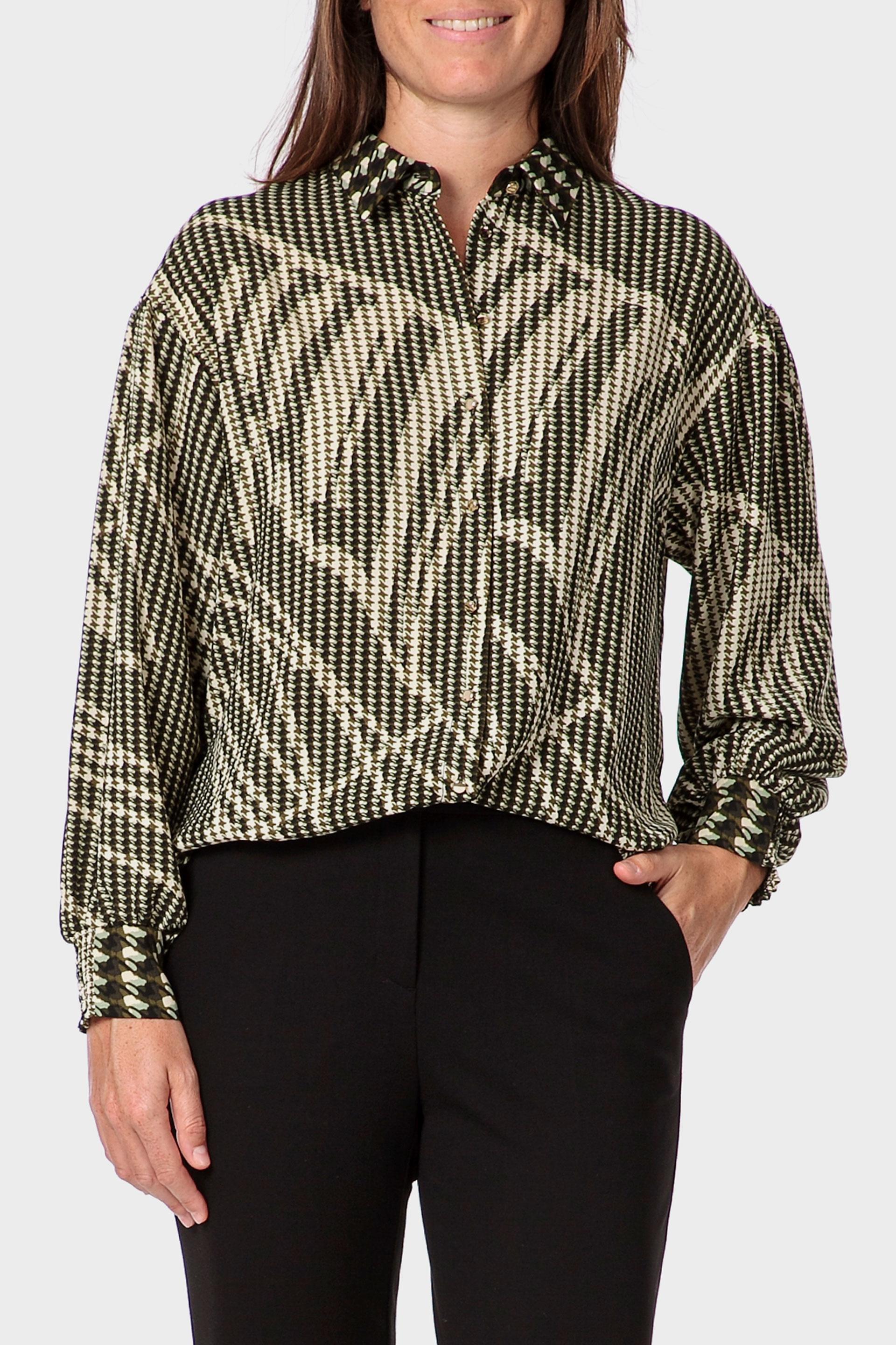Green Houndstooth Shirt, Green Dark Khaki, large image number 0
