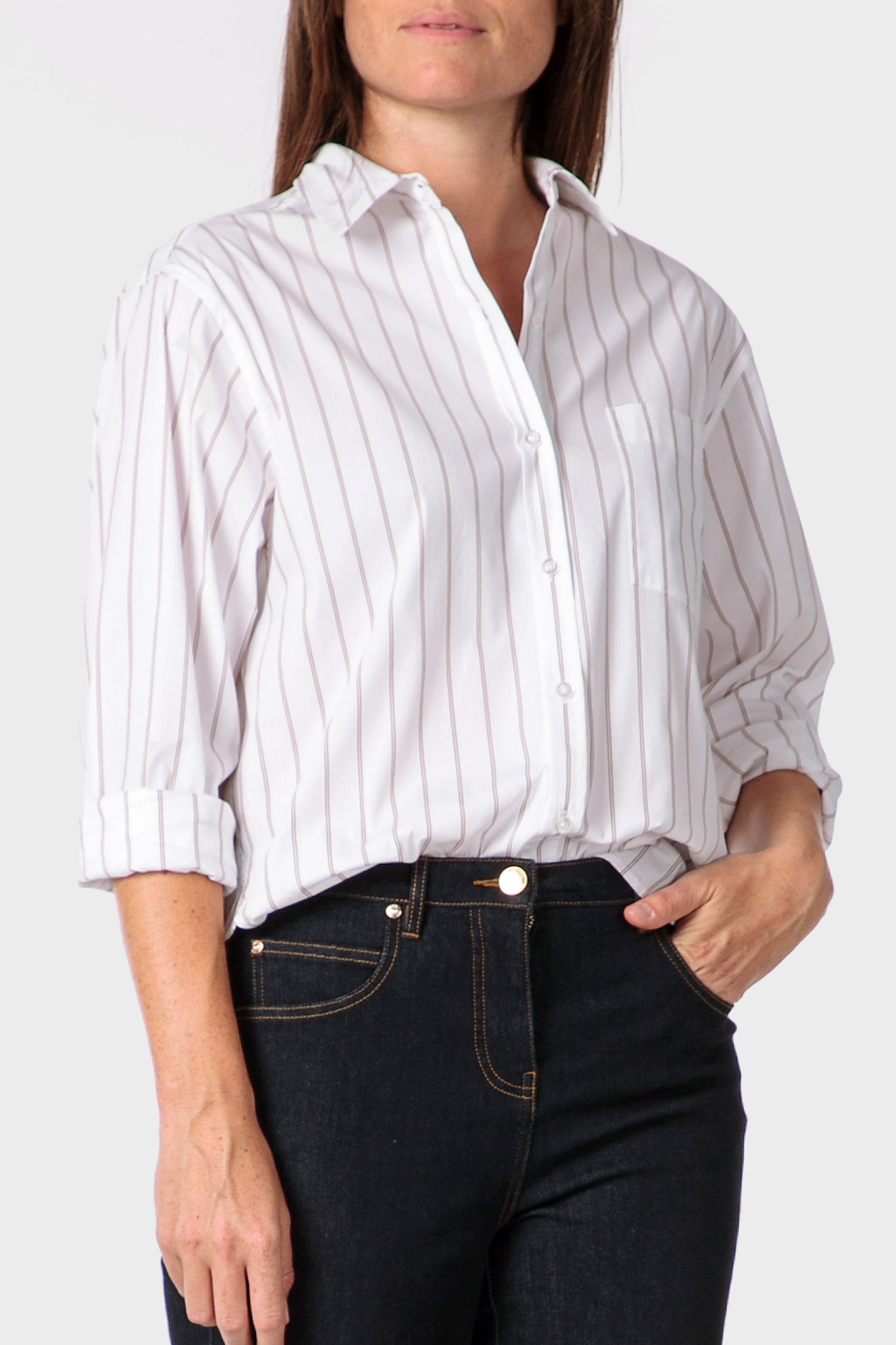 White Striped Shirt, 3701_232, medium