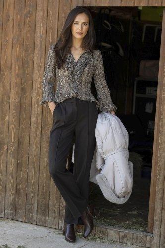 Black Printed Pleated Shirt, Brown, medium