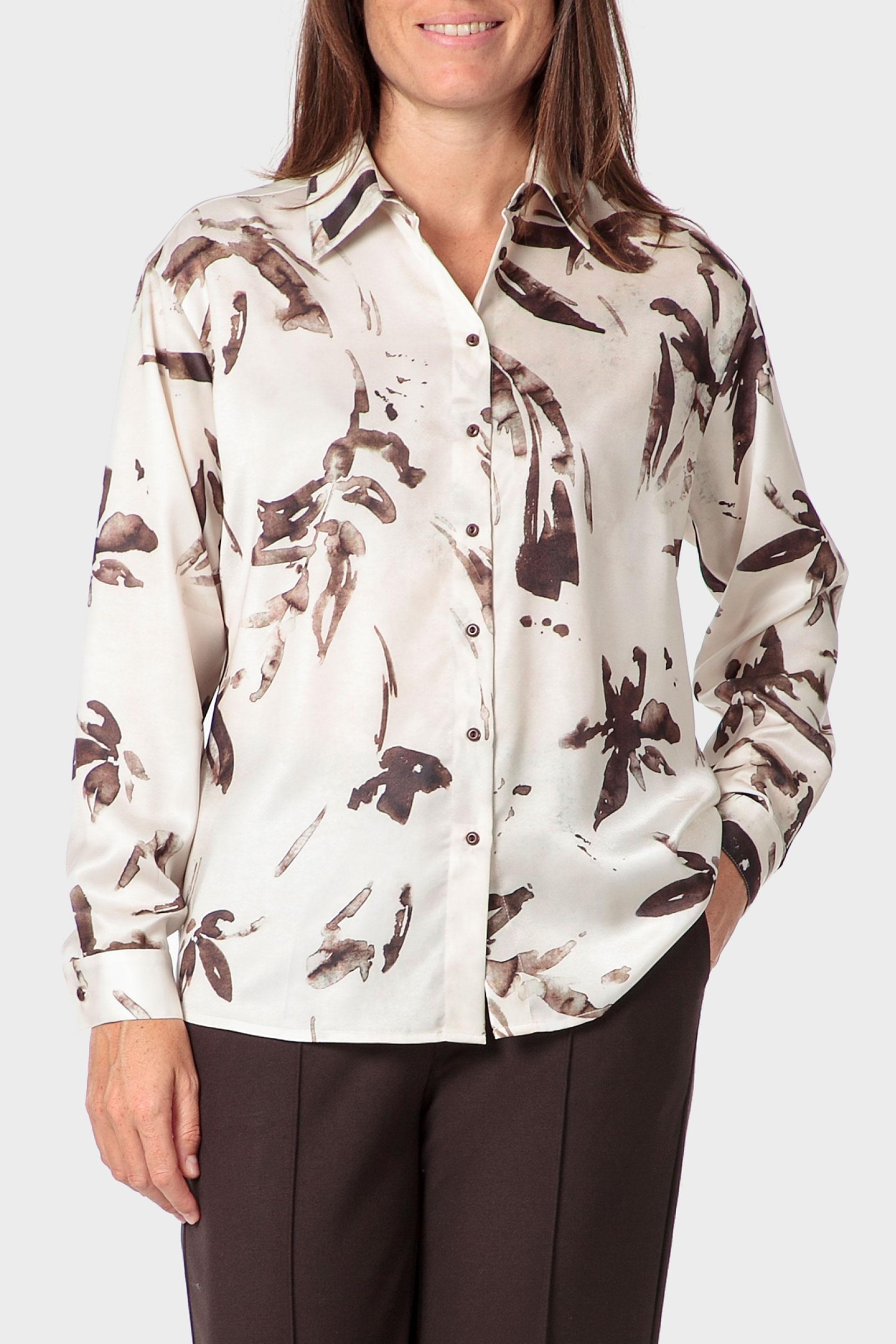 White Printed Shirt, Beige, medium