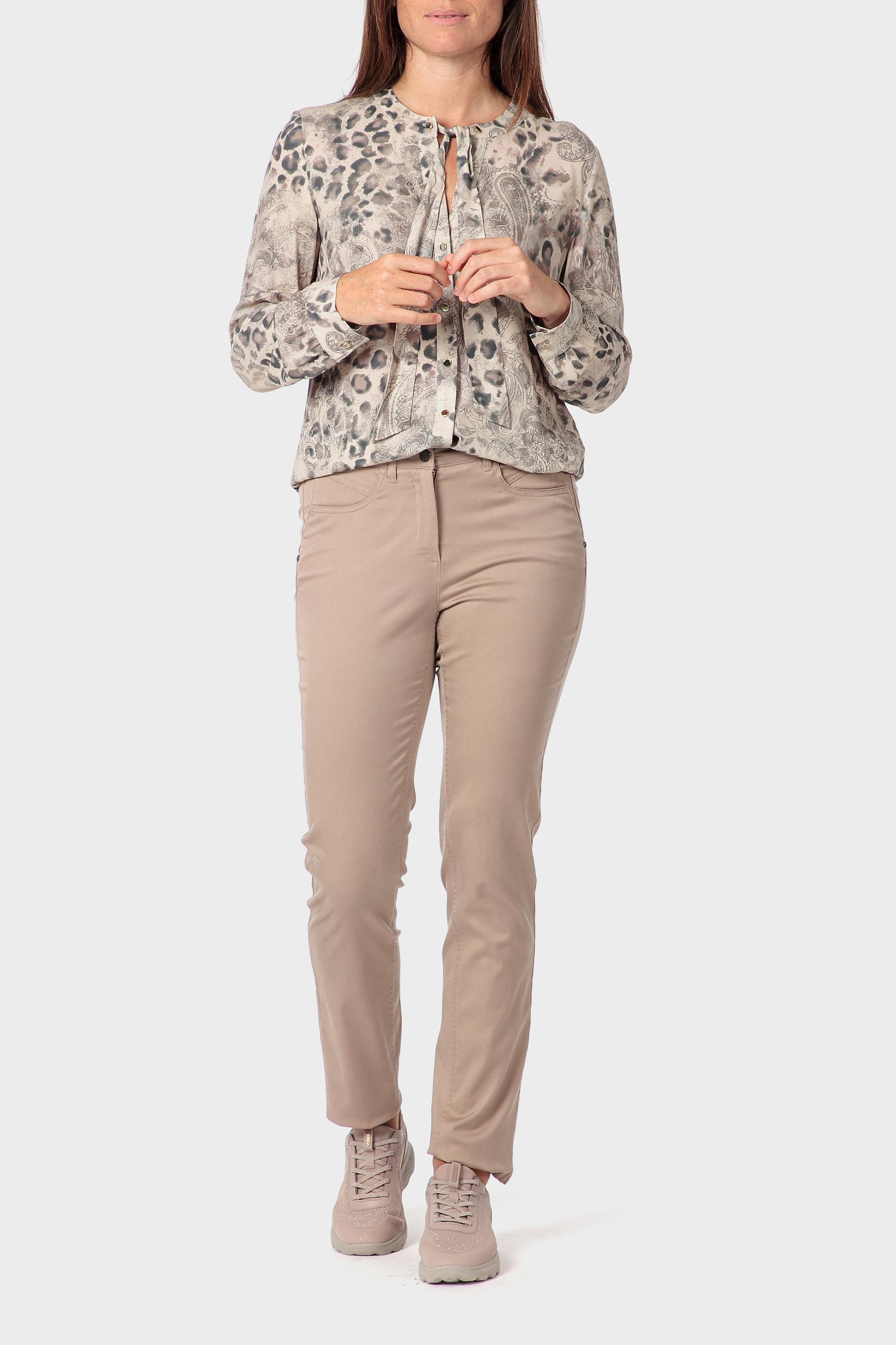 White Animal Print Shirt, Beige, large image number 1