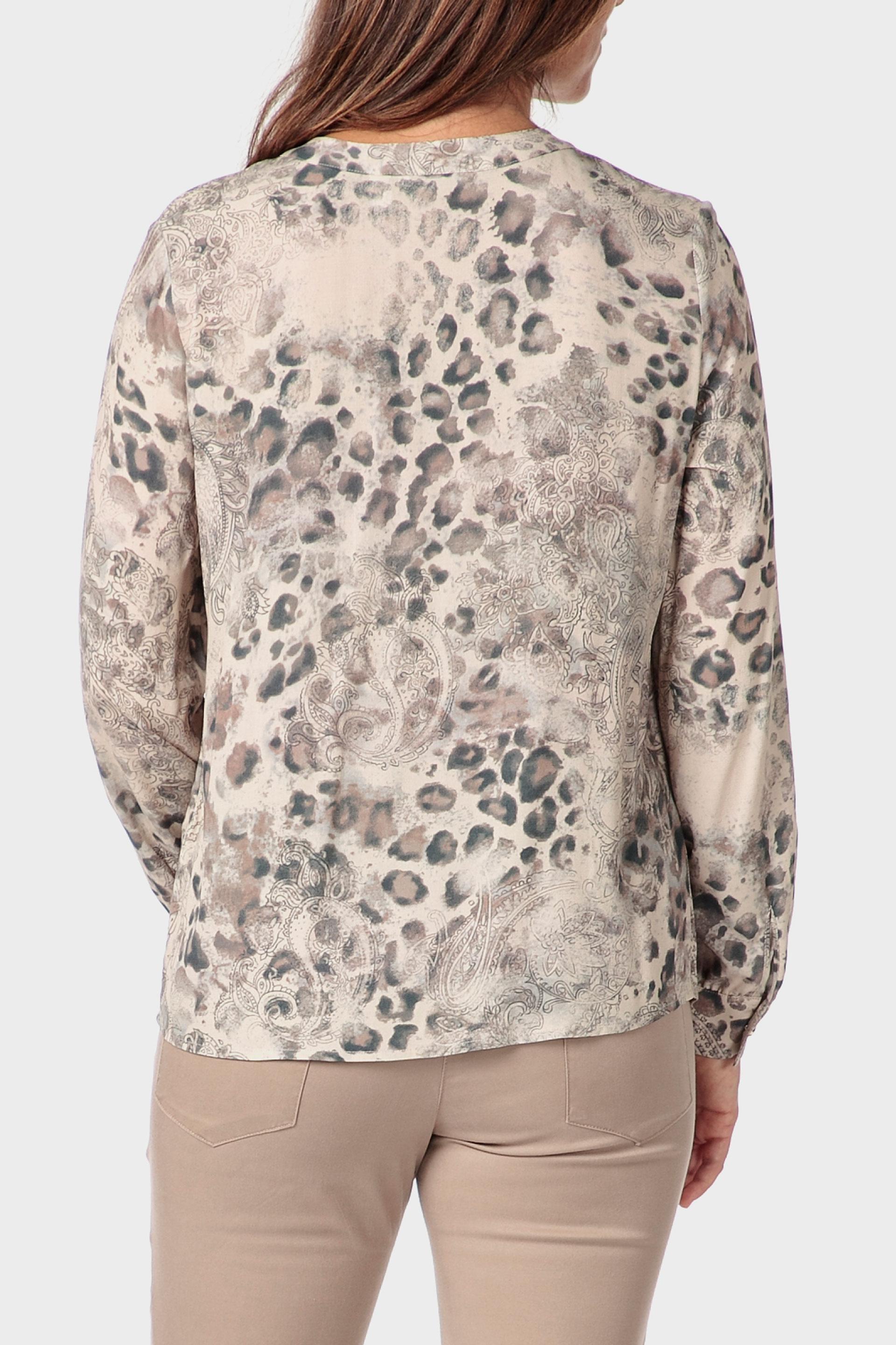 White Animal Print Shirt, Beige, large image number 2