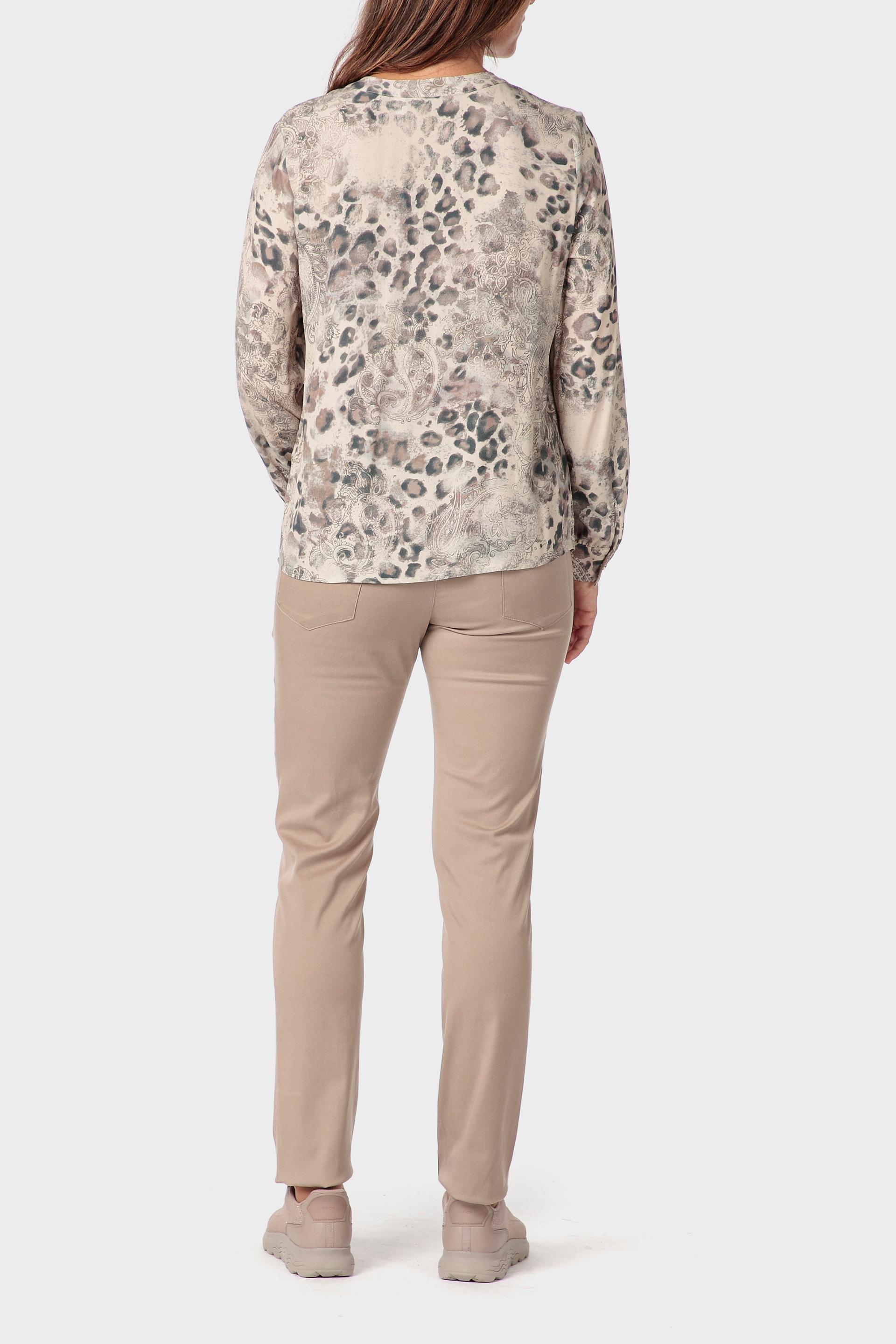 White Animal Print Shirt, Beige, large image number 3
