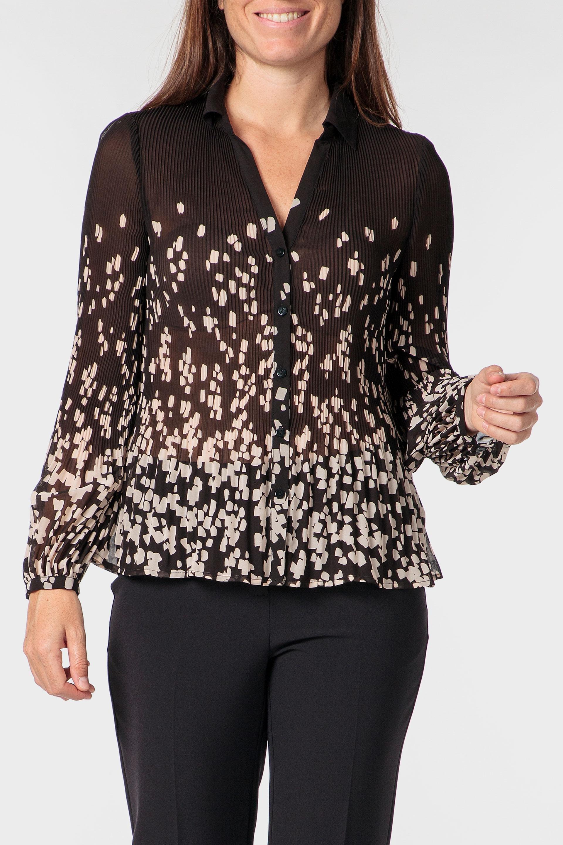 قميص بكسرات وطبعة، أسود, 3701_120, medium