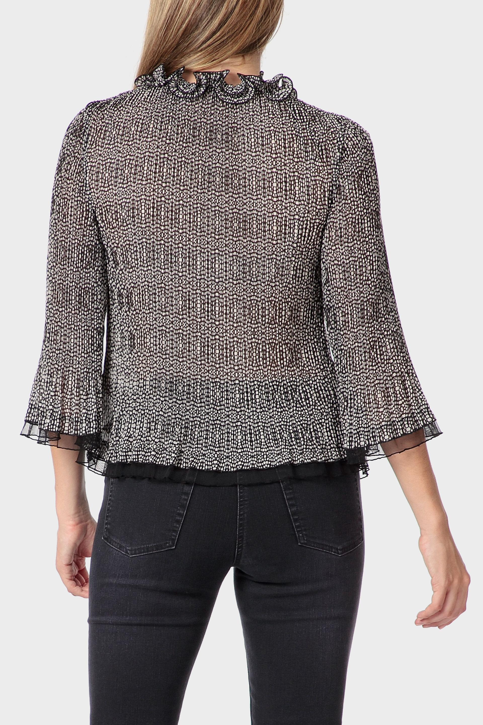 Black Printed Pleated Shirt, Black, large image number 2