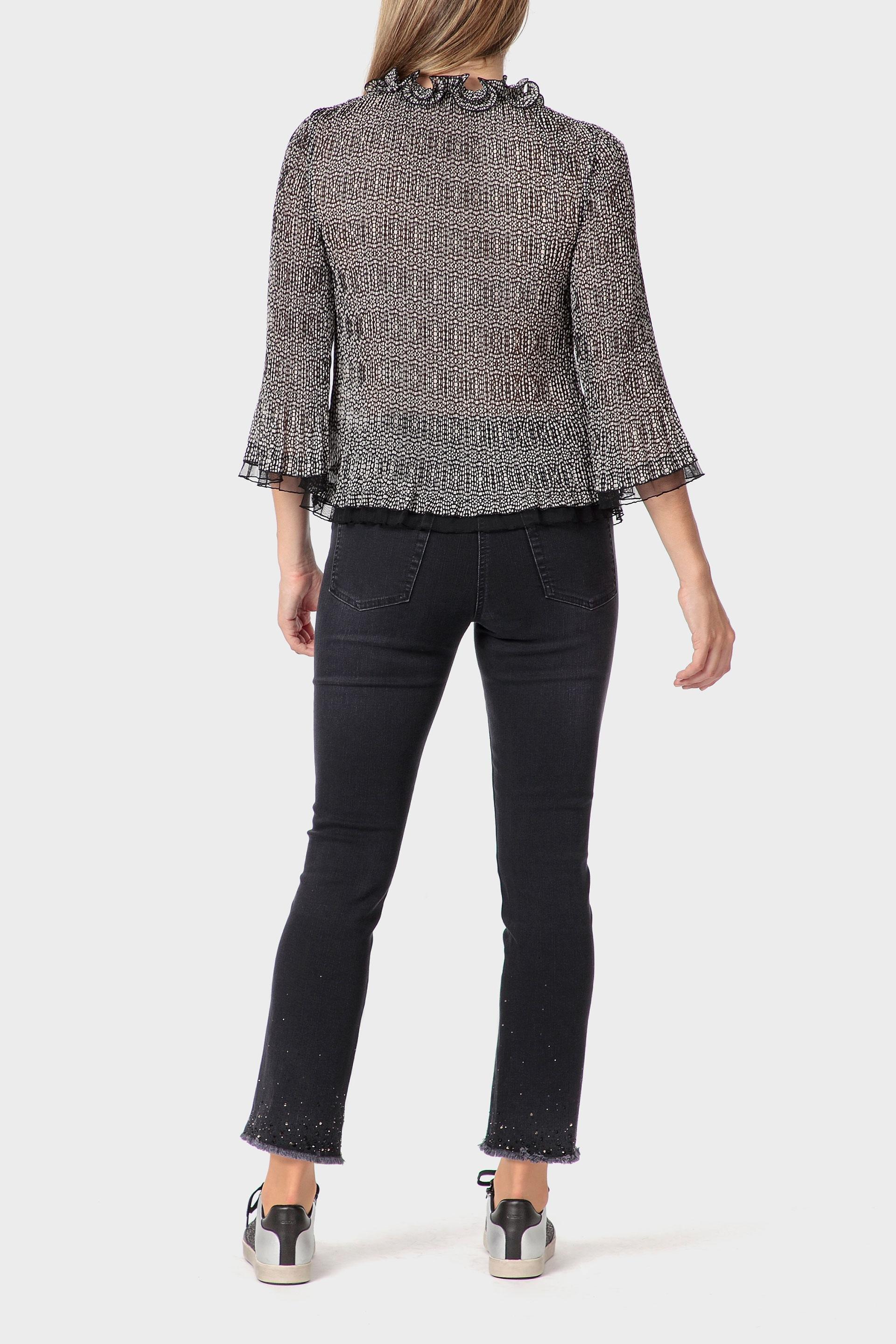 Black Printed Pleated Shirt, Black, large image number 3