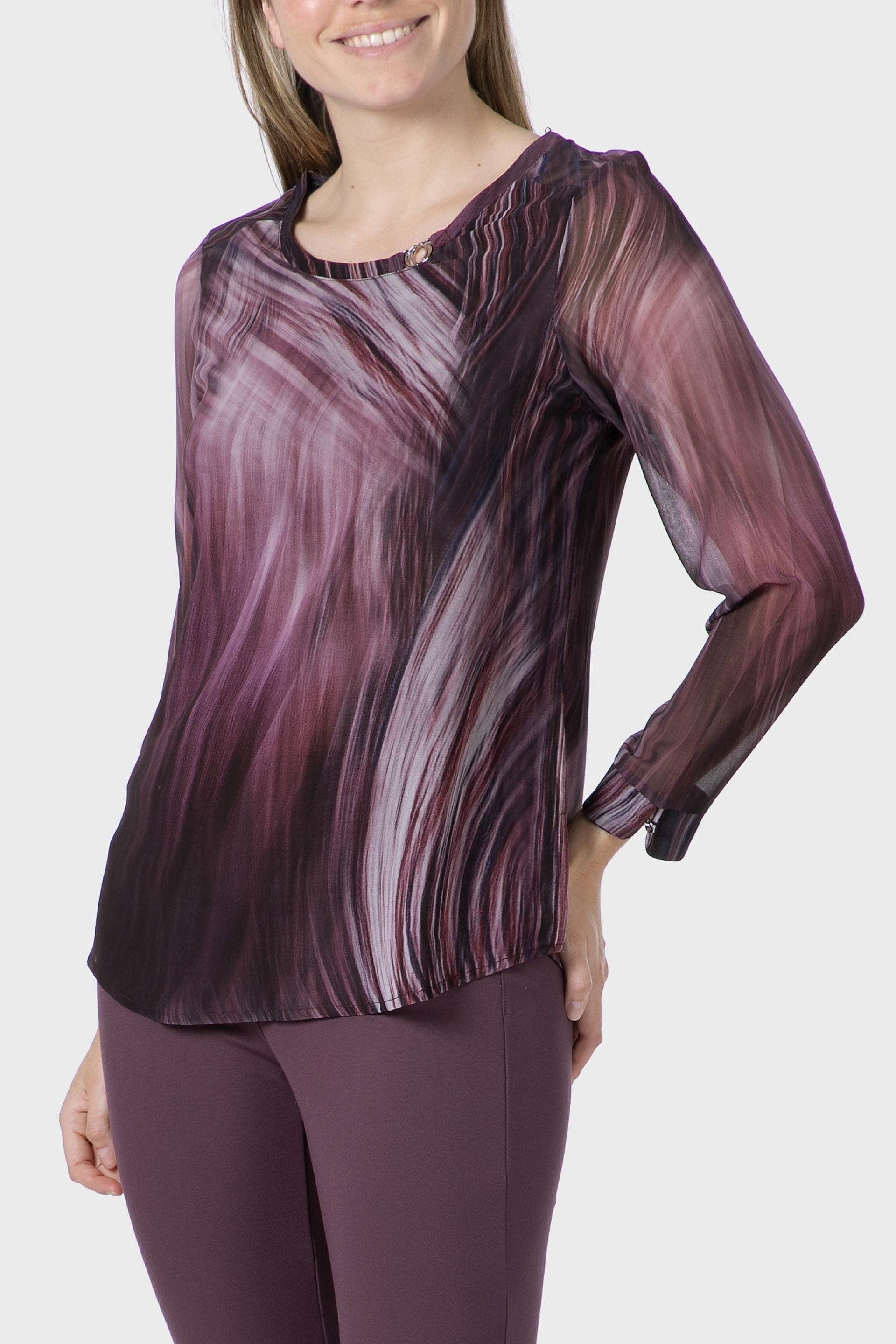 Purple Printed Loose Fitting Blouse, , large image number 0