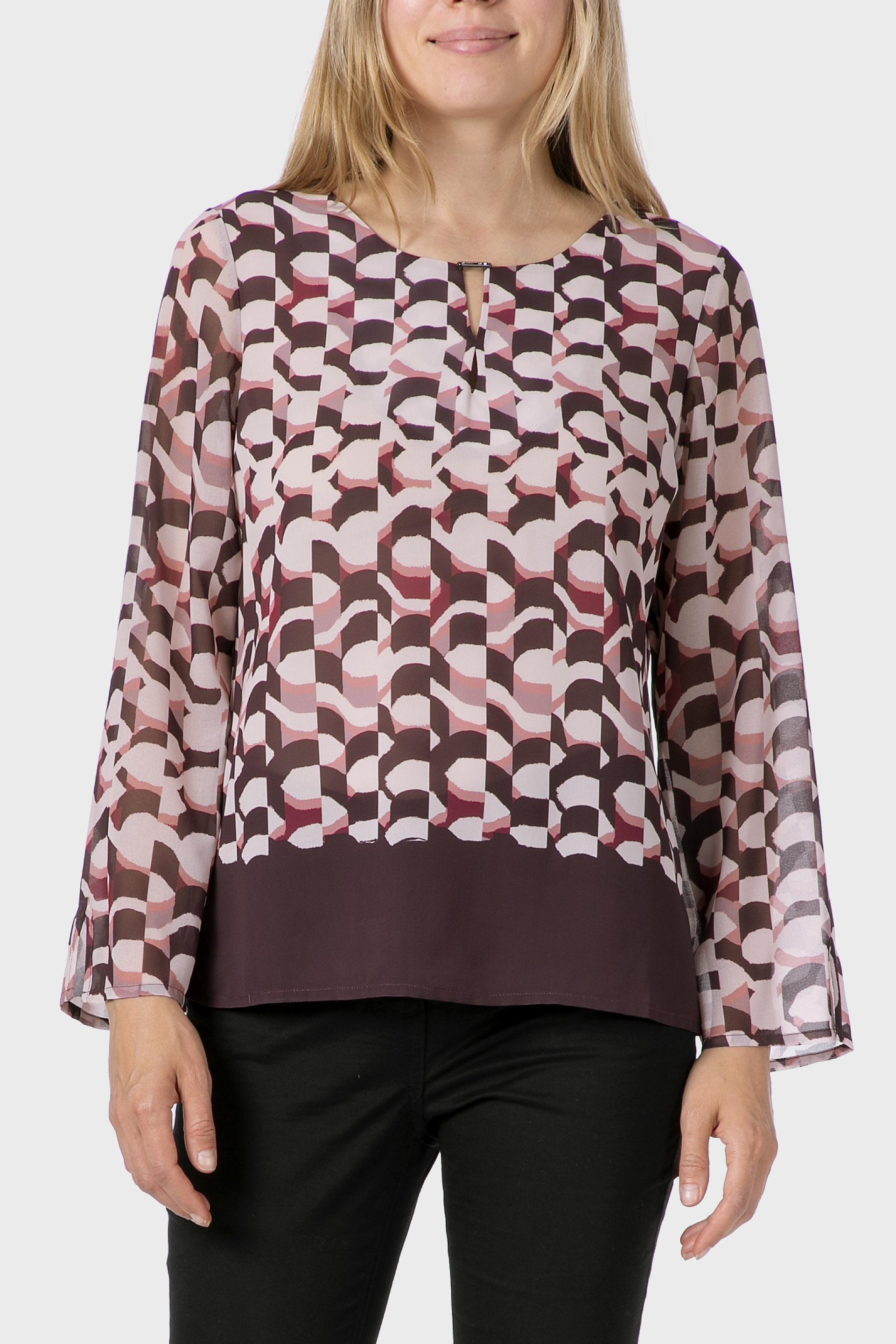 Purple Printed Loose Fitting Blouse, 3701_369, medium