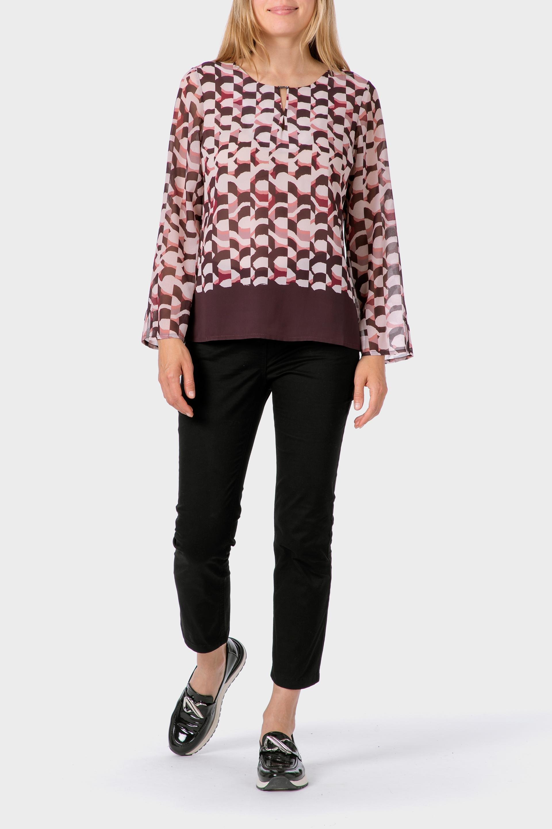 Purple Printed Loose Fitting Blouse, 3701_369, medium