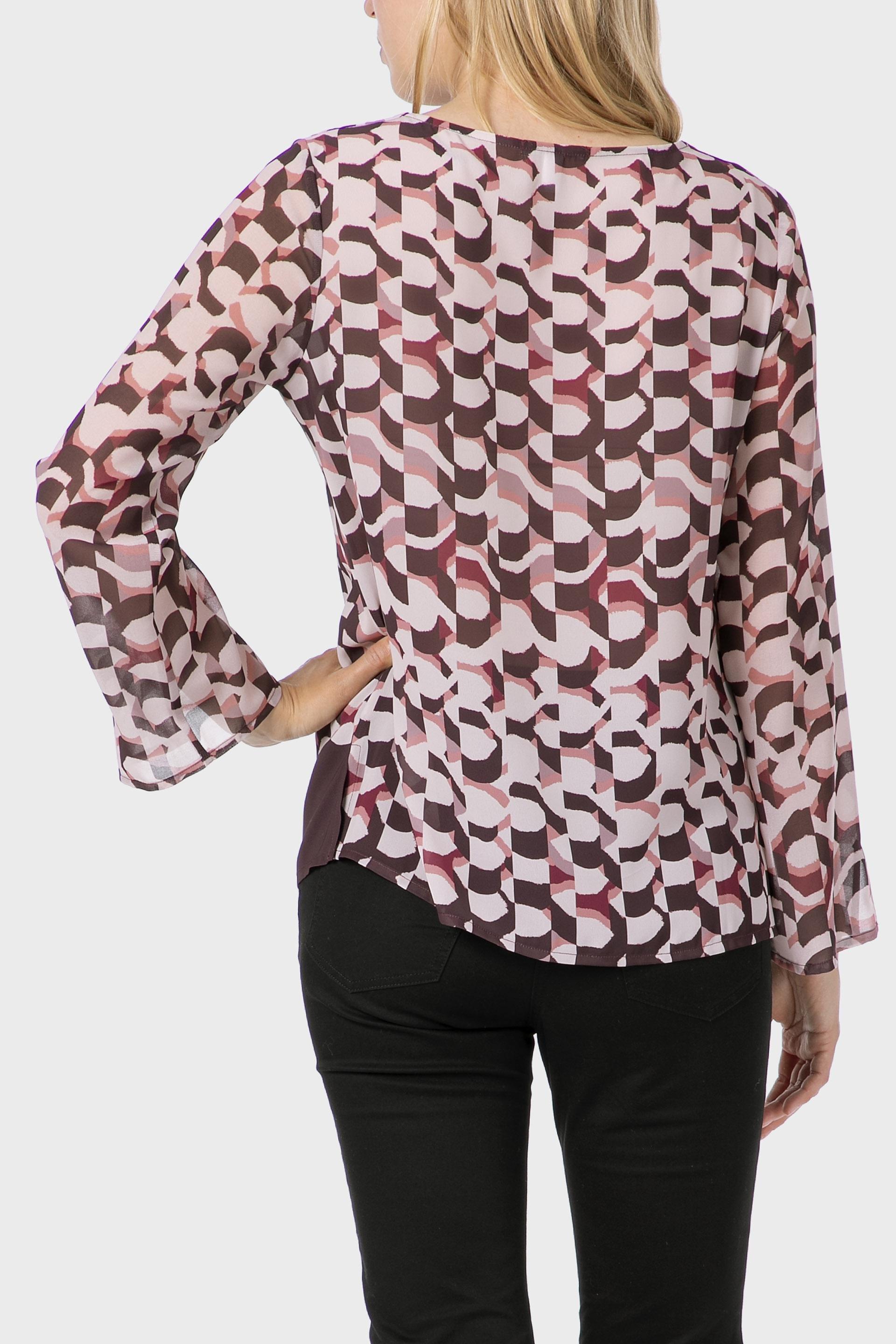 Purple Printed Loose Fitting Blouse, 3701_369, medium