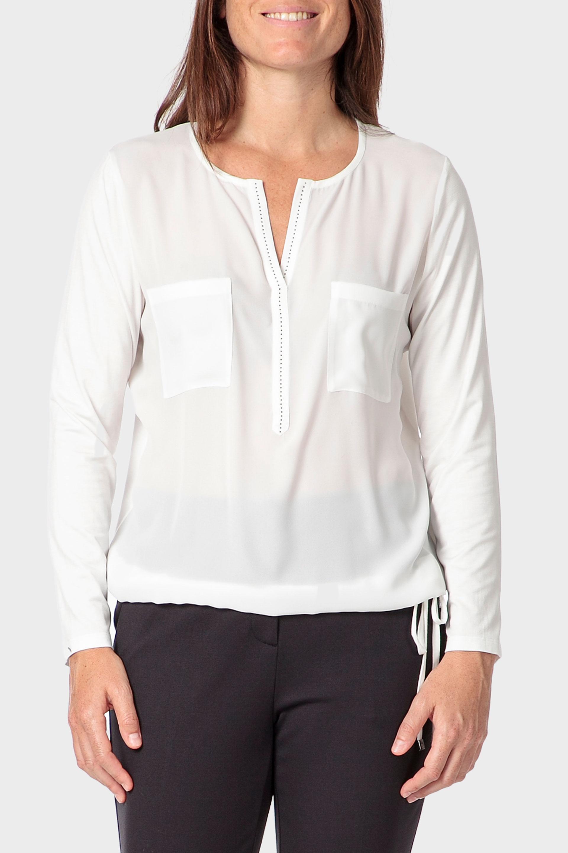 بلوزة بجيوب، أبيض, Beige Talc, medium