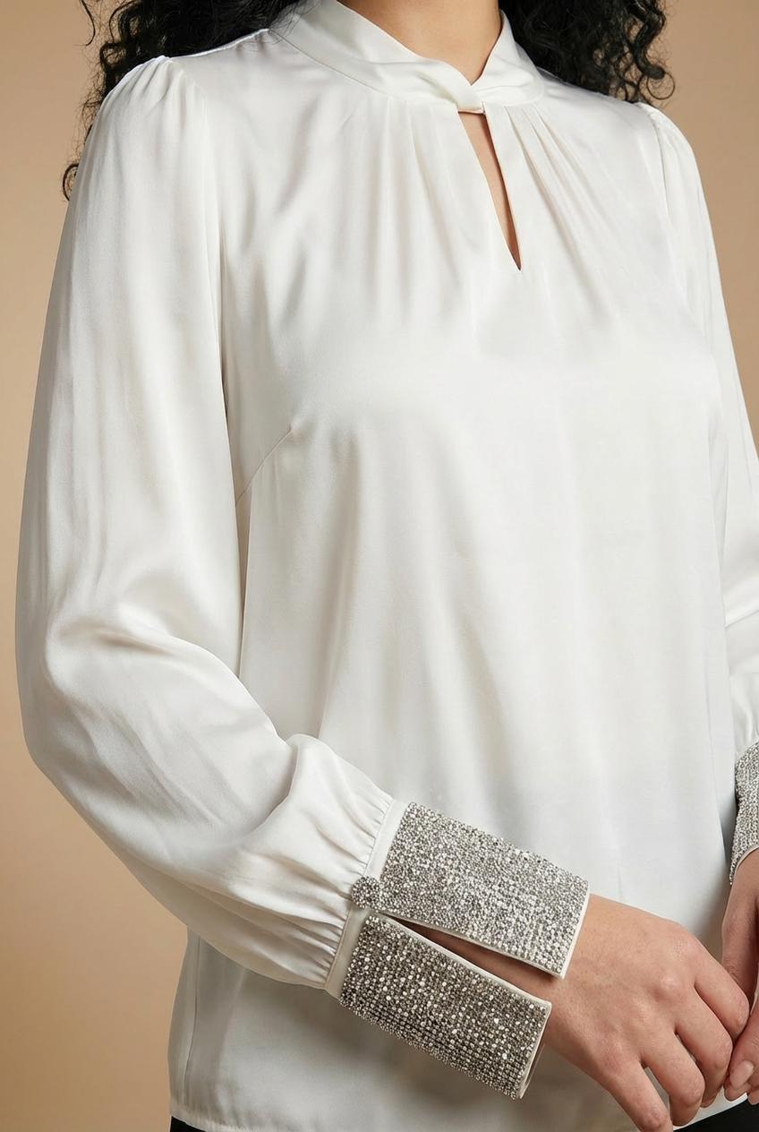 بلوزة فانسي، أبيض, Beige Talc, large image number 4