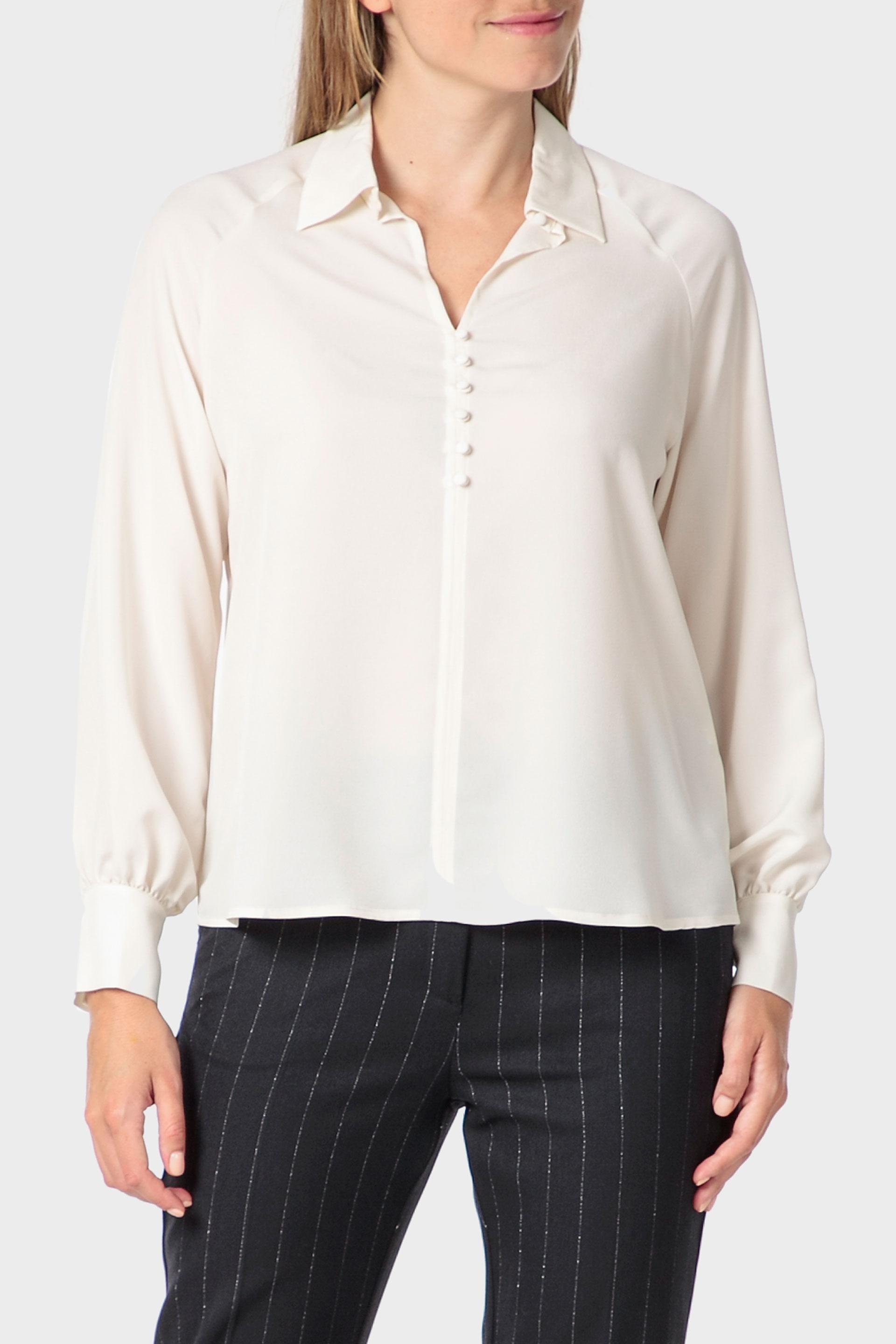 بلوزة بقصة ضيقة، بيج, White Off White, large image number 0