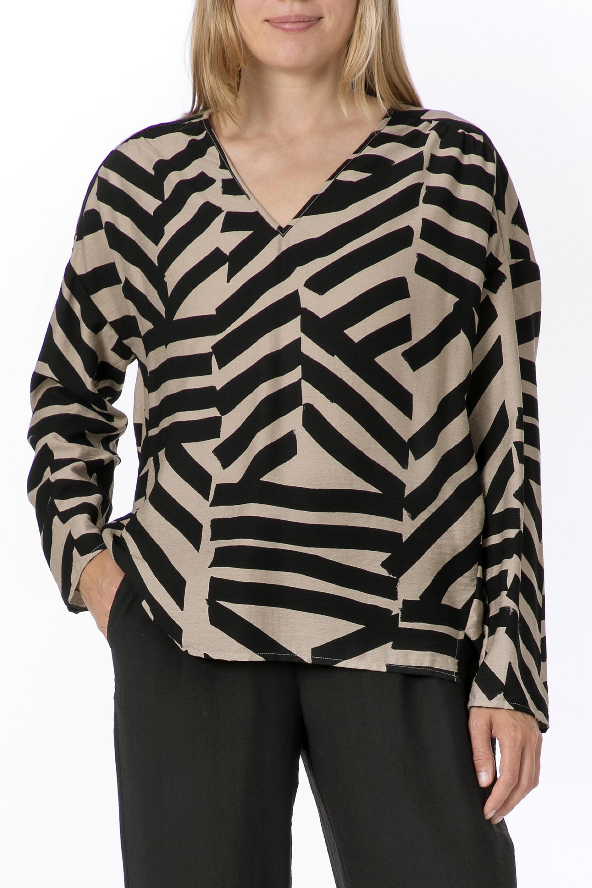 Grey Printed Blouse, , large image number 0