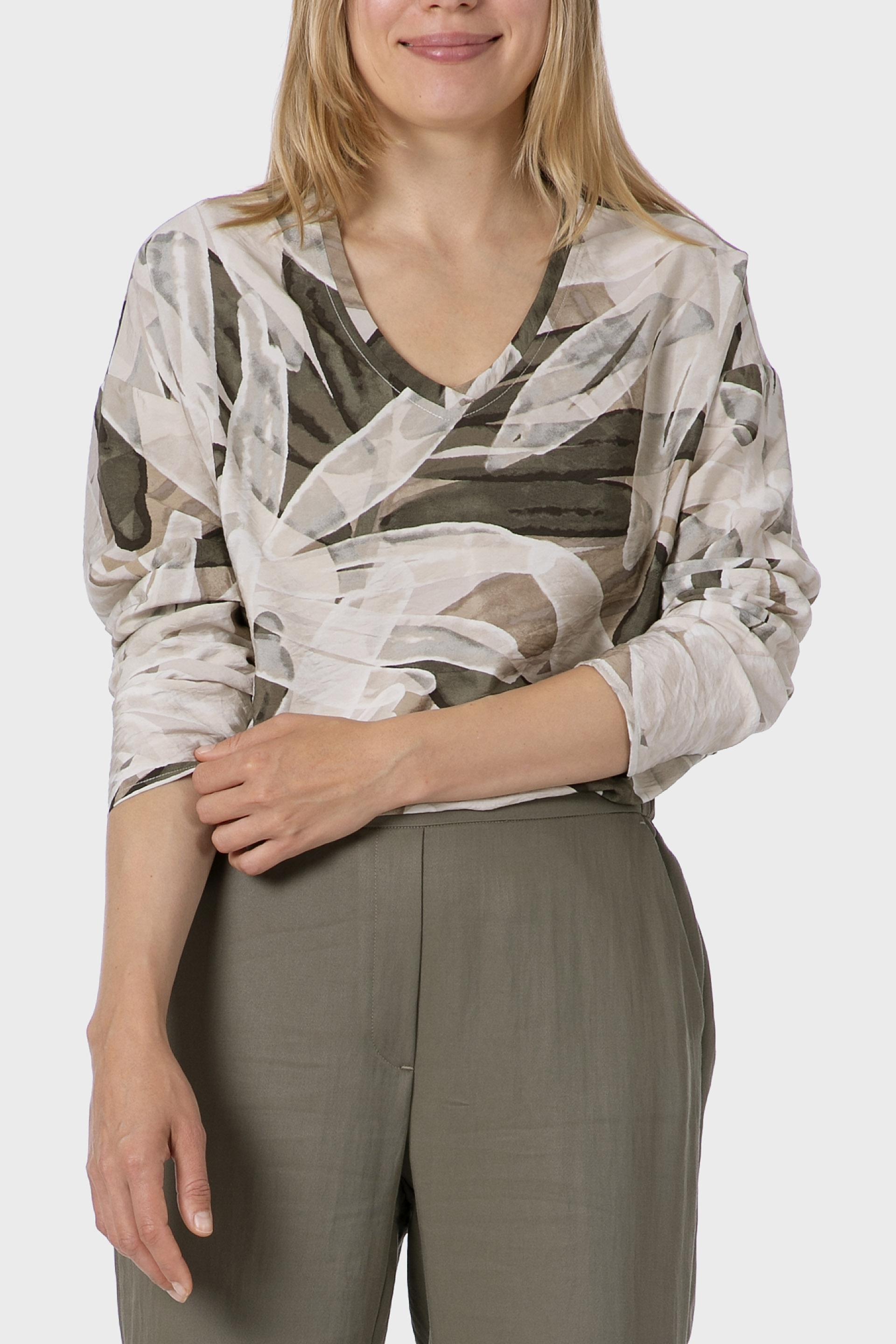 بلوزة بطبعة، كاكي, 3701_155, large image number 0