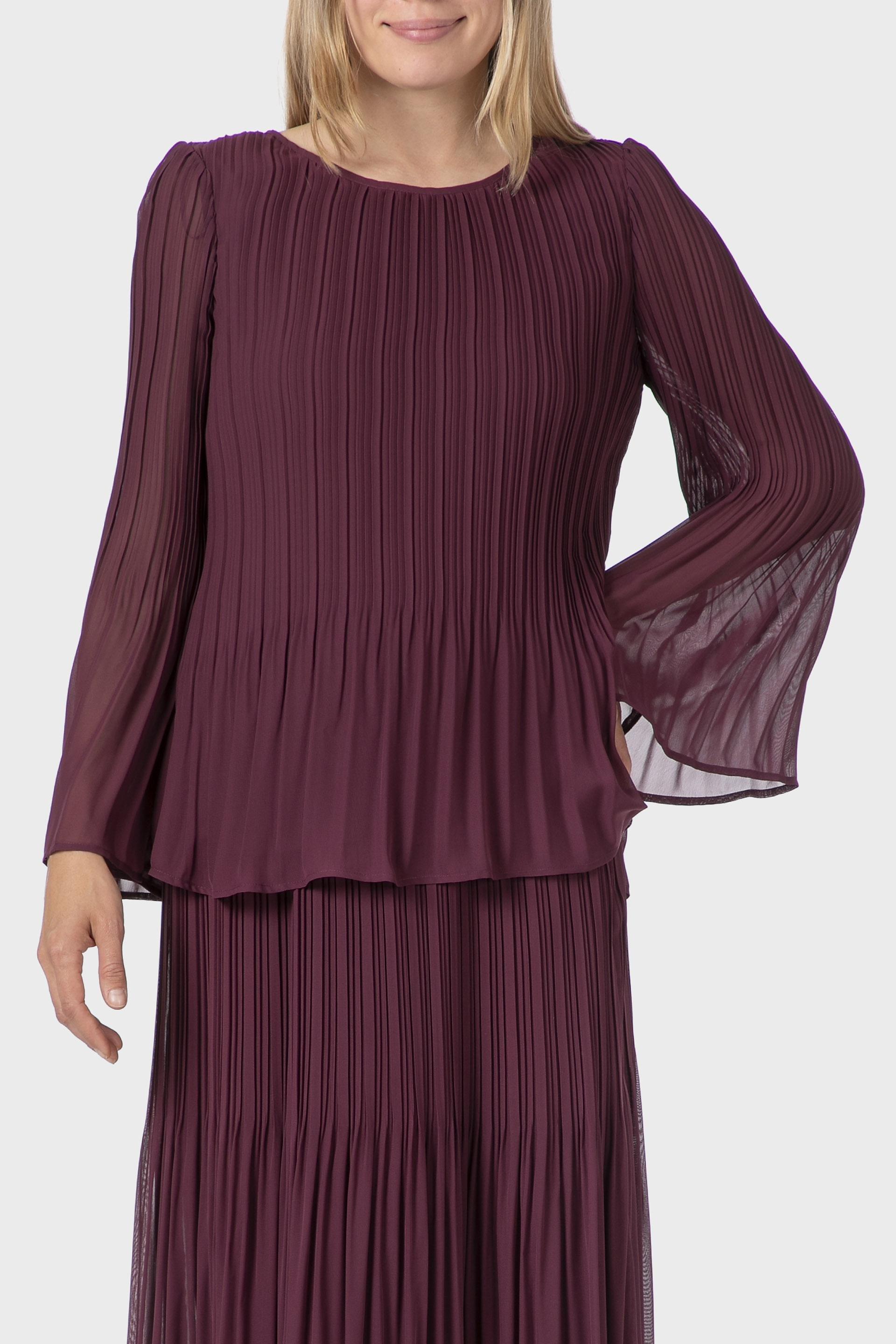 Burgundy Pleated Blouse, , large