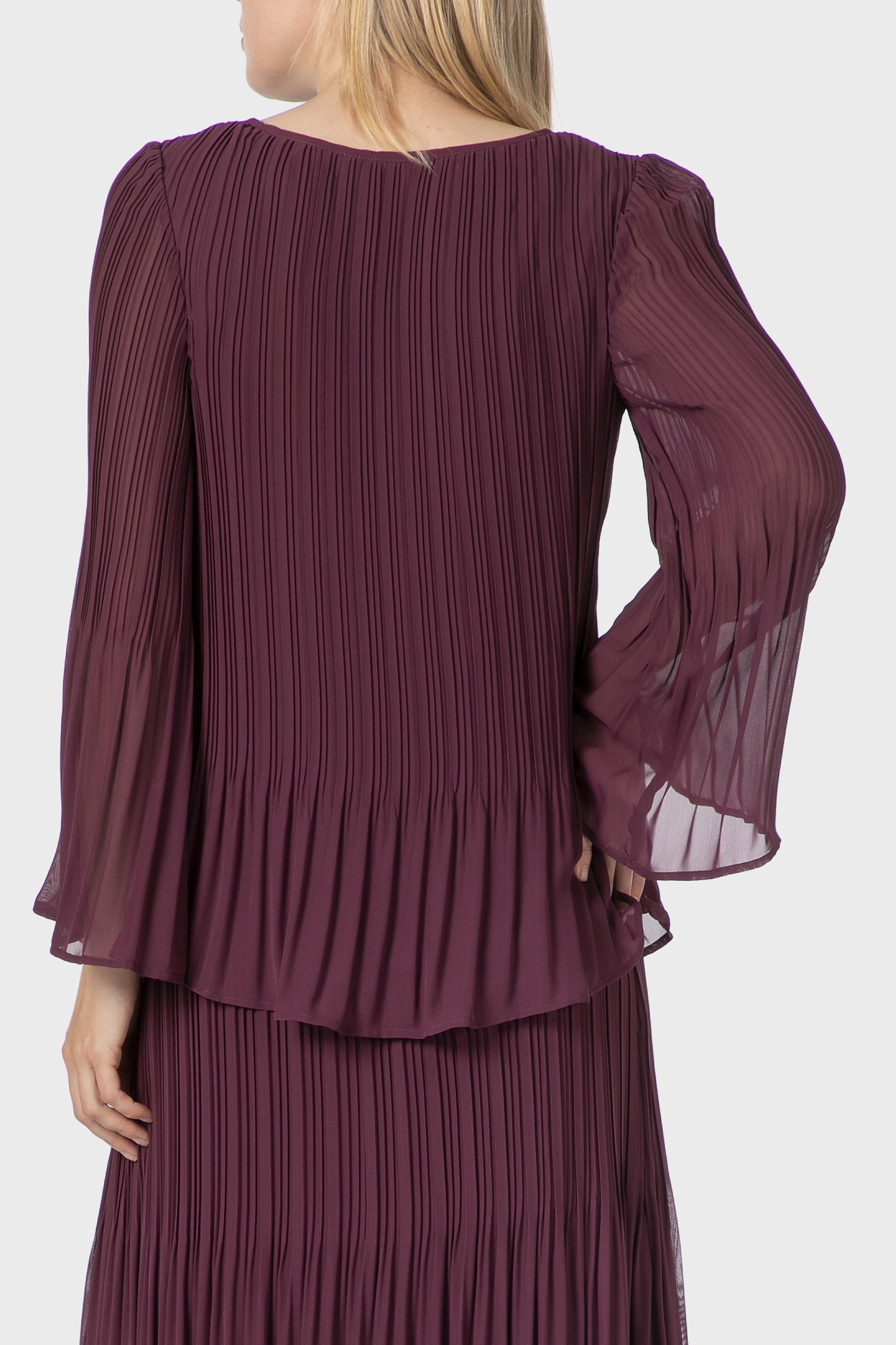 Burgundy Pleated Blouse, , large image number 2
