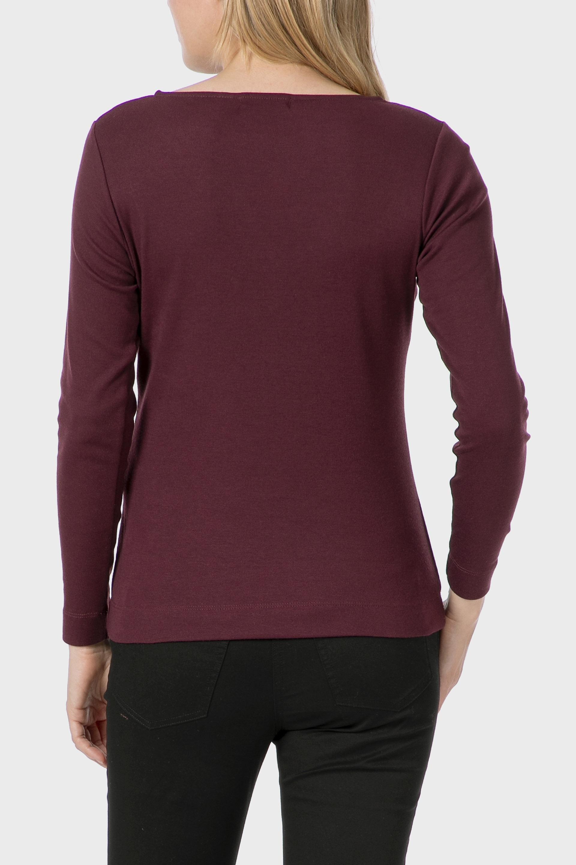 Burgundy Basic T-Shirt With Gemstones, 3701_108, medium