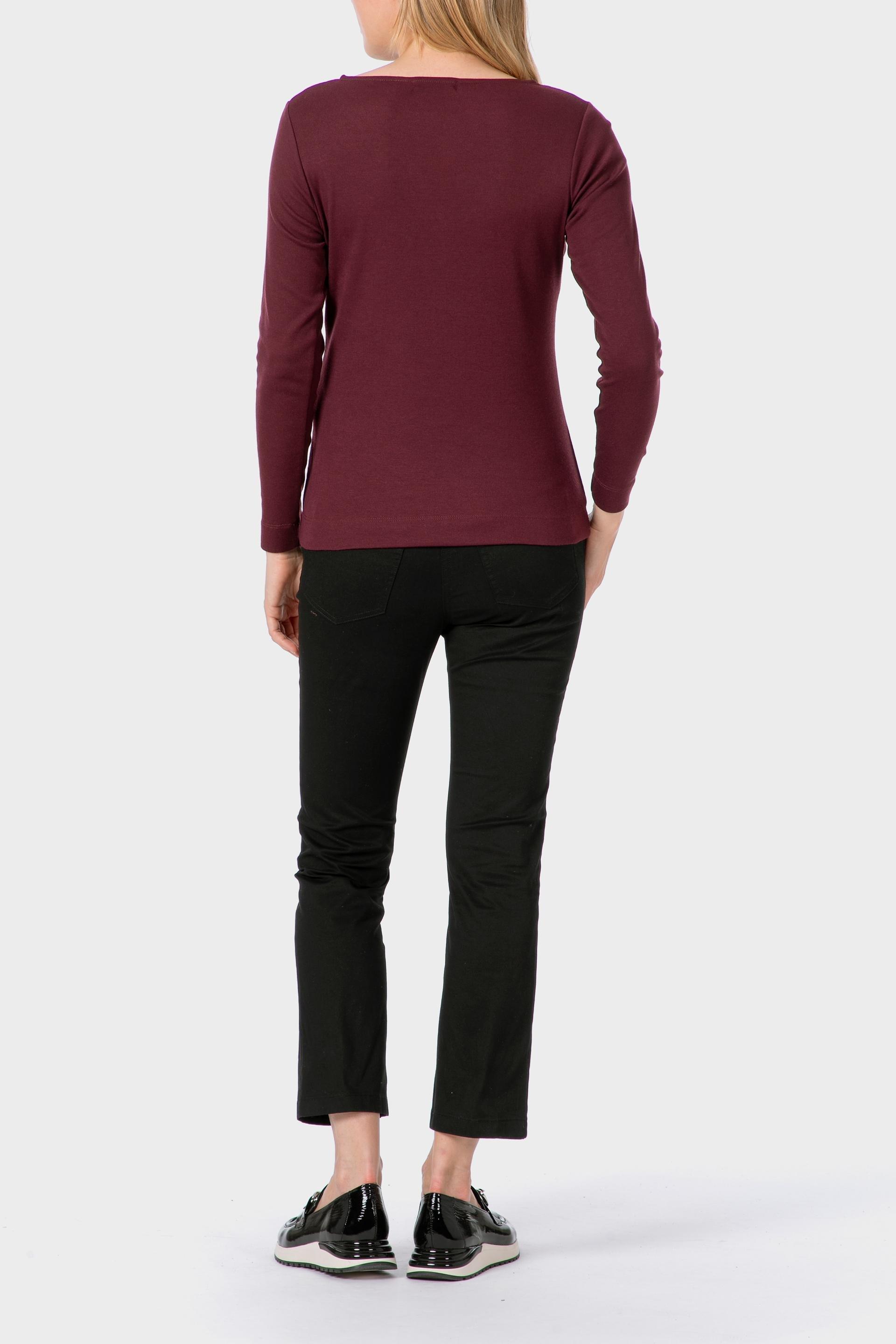 Burgundy Basic T-Shirt With Gemstones, 3701_108, large image number 3