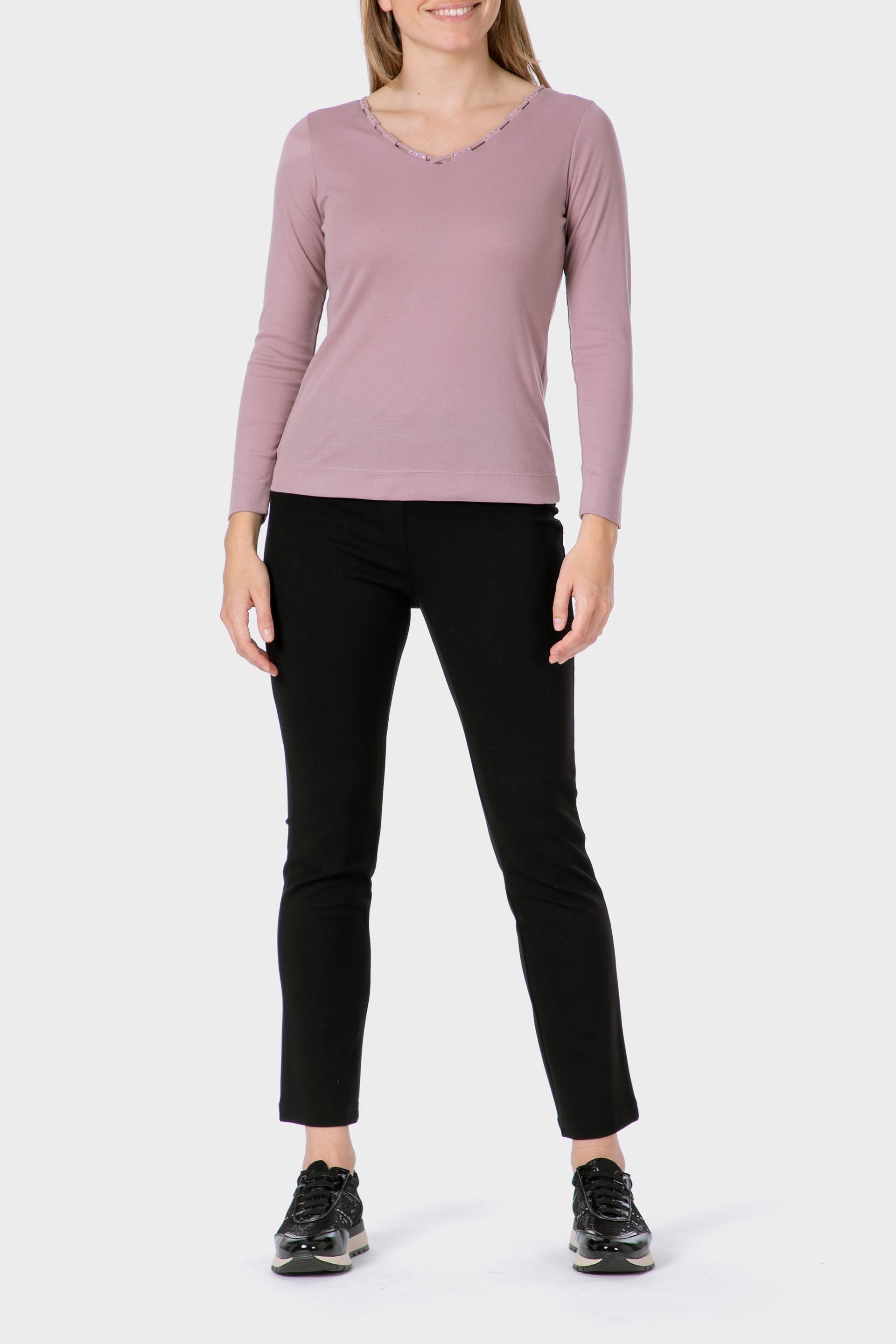 Pink Basic T-Shirt With Gemstones, Lillac Hydrangea, large image number 1