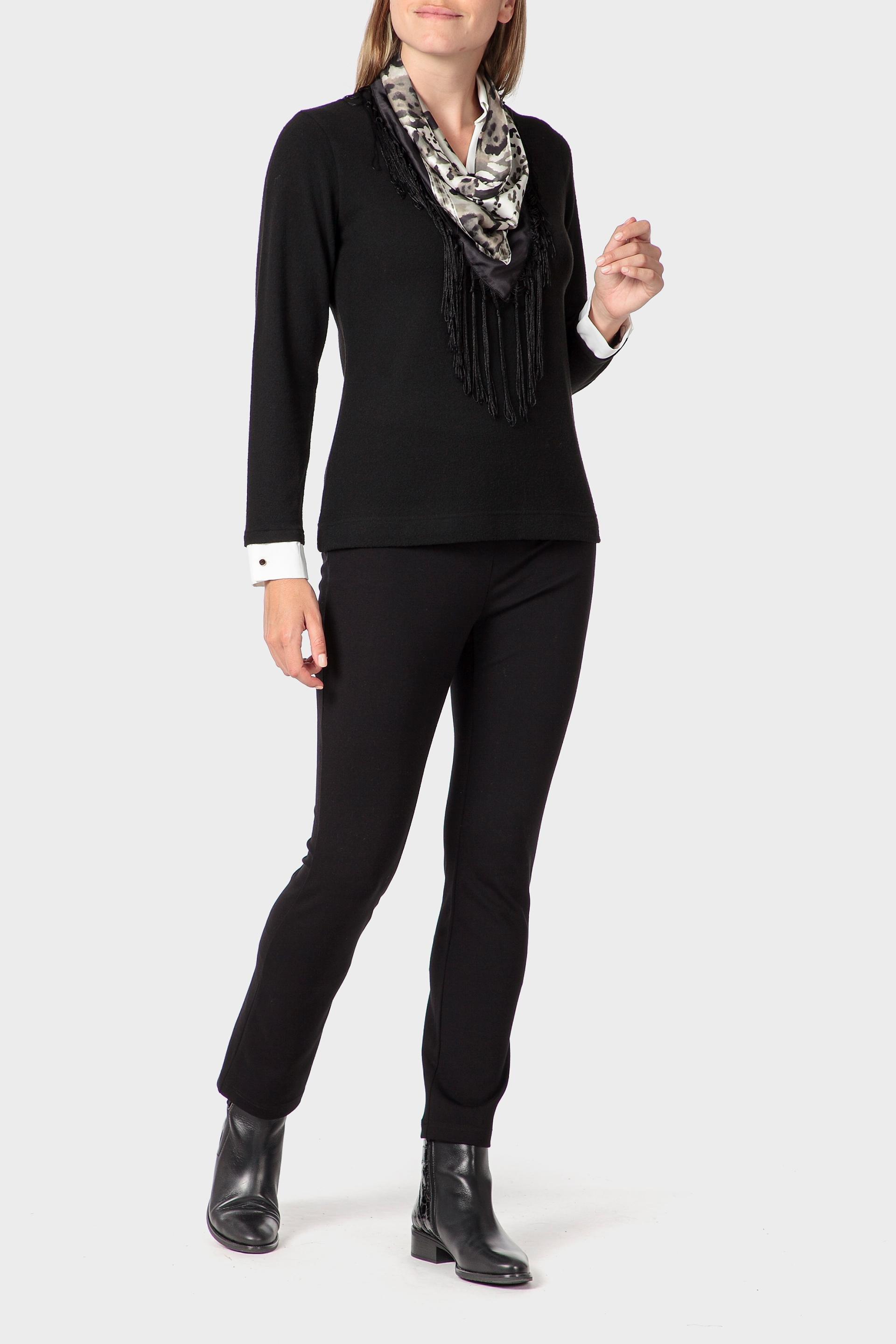 Black T-Shirt With Silk Scarf, Black, large image number 1