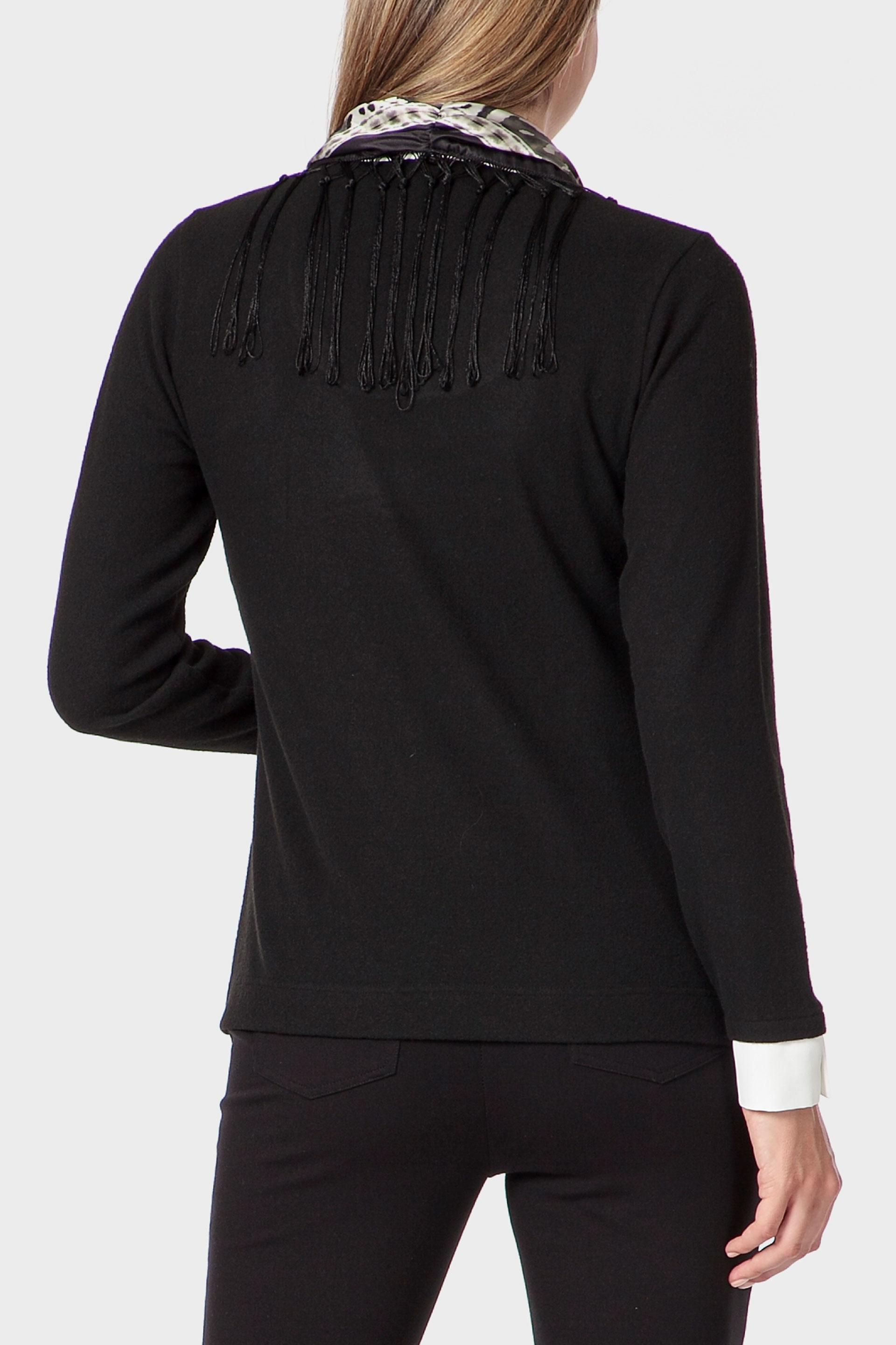 Black T-Shirt With Silk Scarf, Black, large image number 2