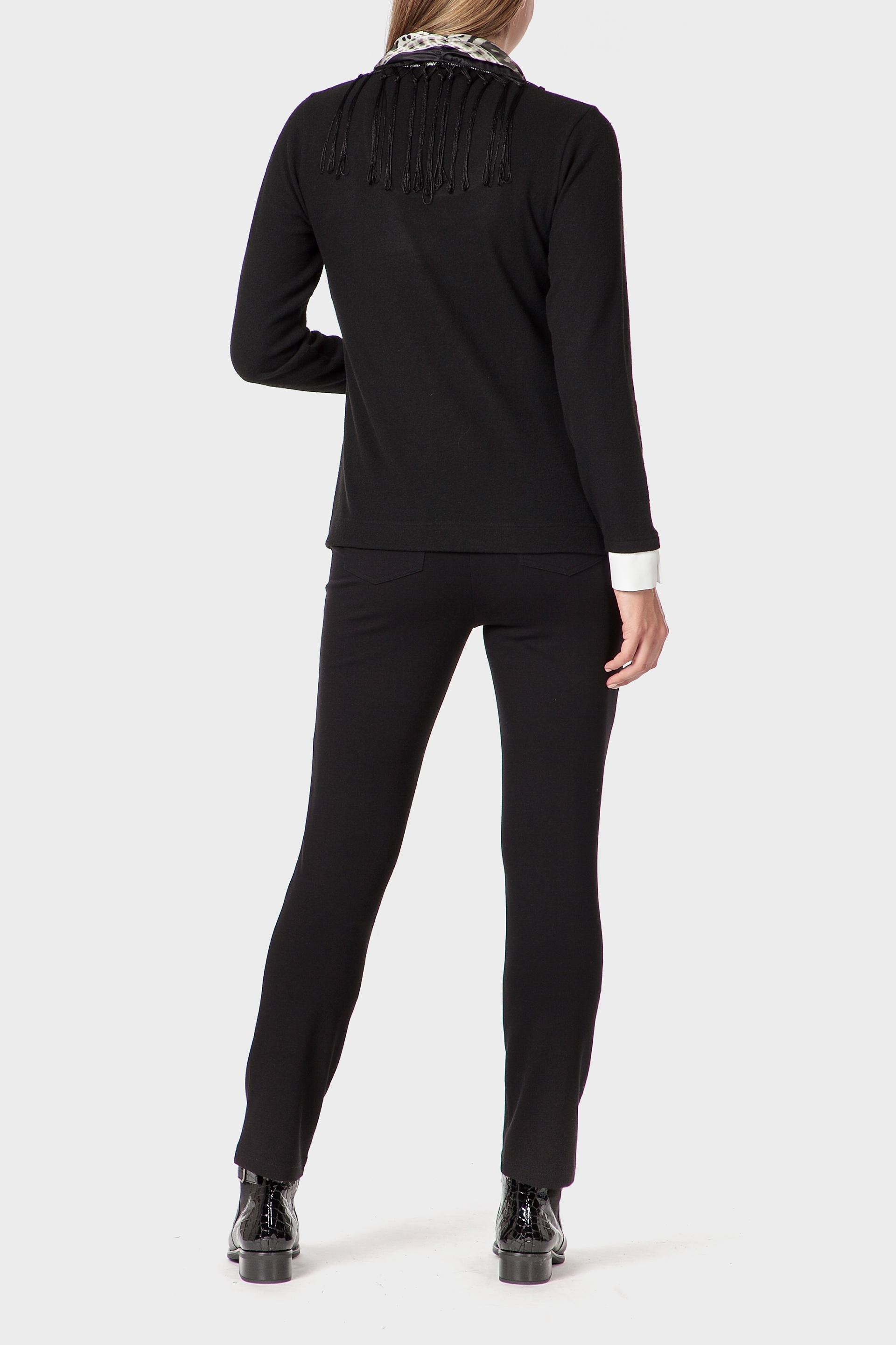 Black T-Shirt With Silk Scarf, Black, large image number 3